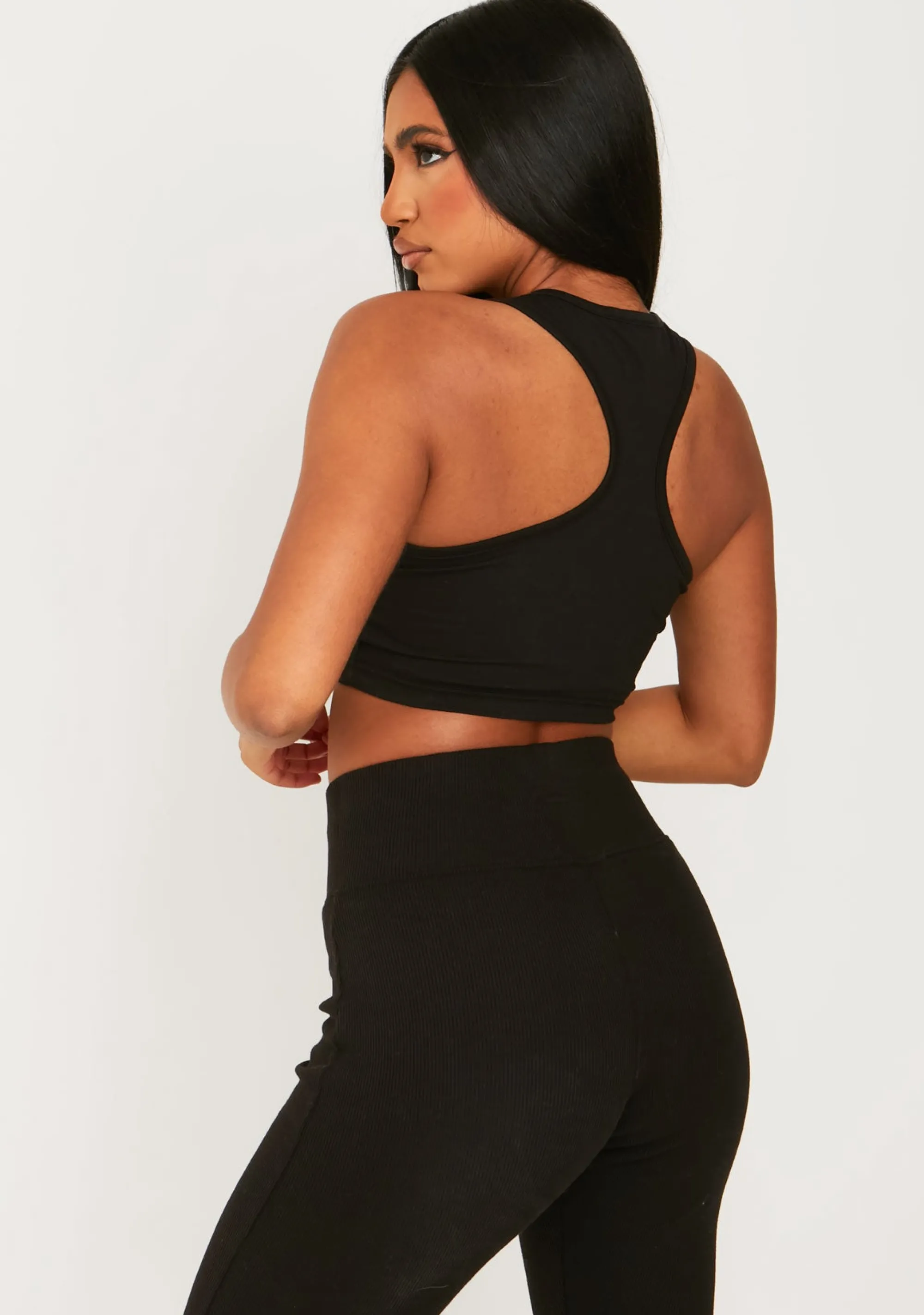 Missy Empire Aaliyah Black Missy Tab Detail Jersey Racer Top Flash Sale