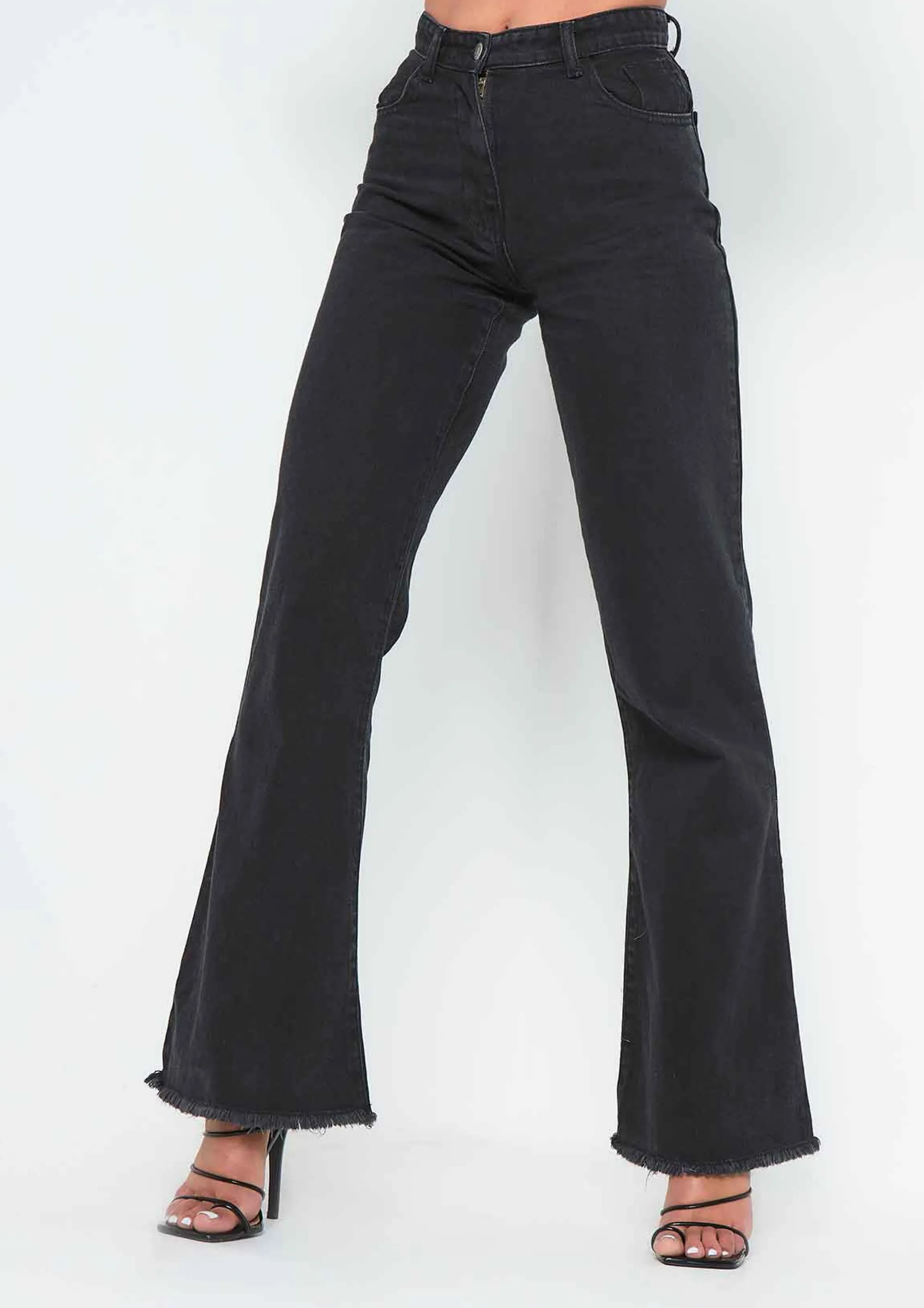 Missy Empire Anica Black Wash High Waisted Flare Leg Jeans Best