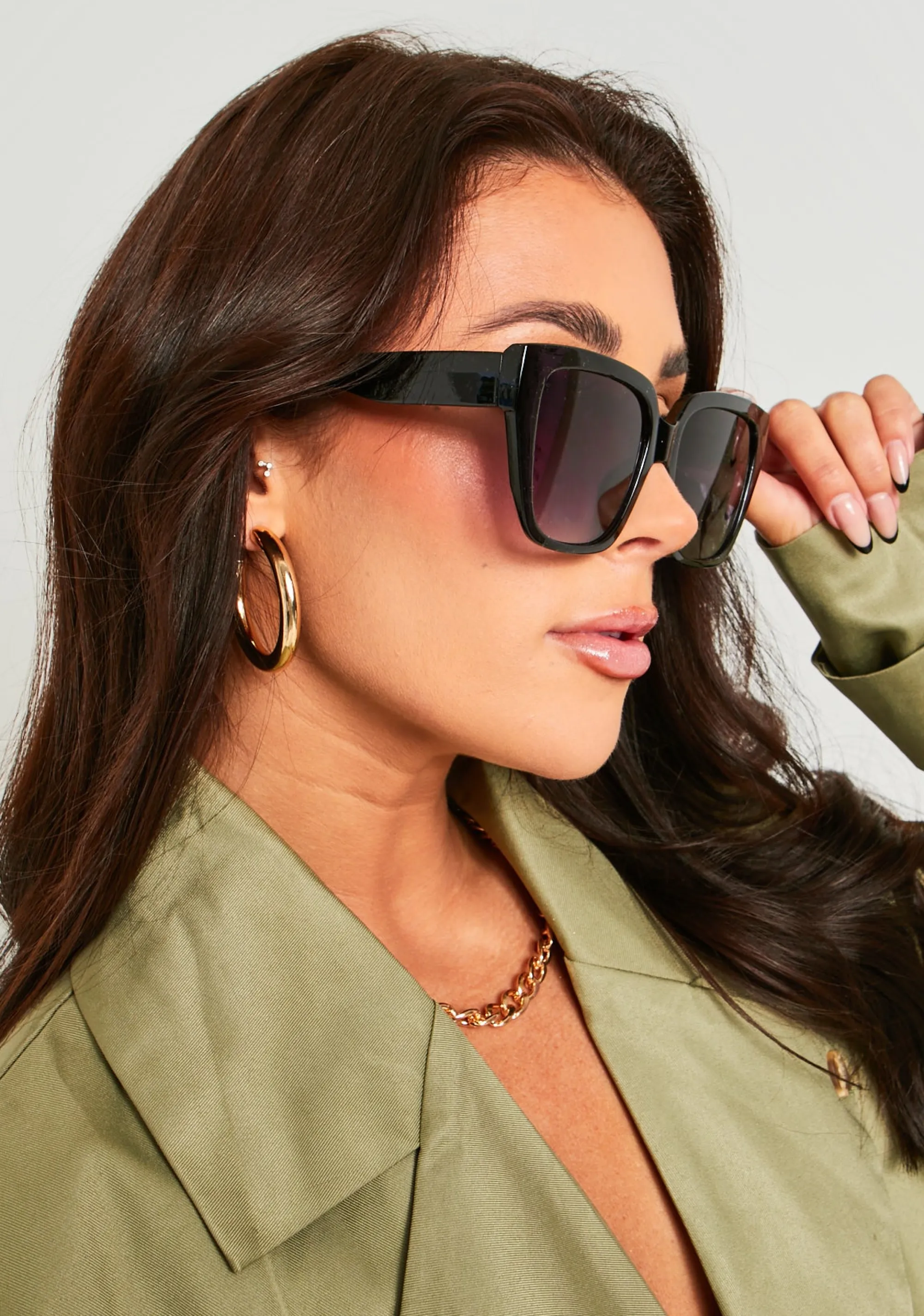 Missy Empire Anna Black Oversized Cat Eye Sunglasses^Women Sunglasses