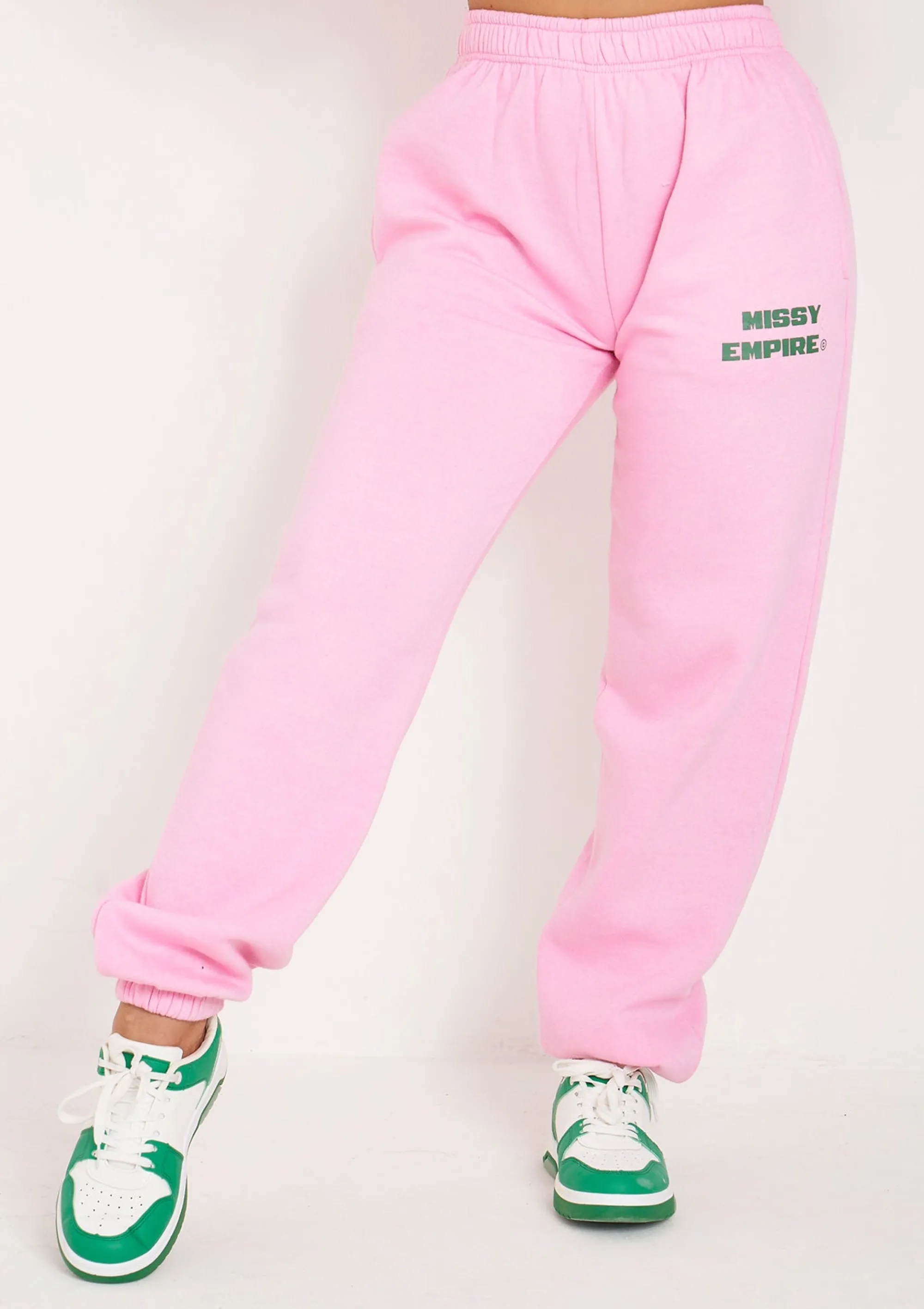 Missy Empire Annabella Baby Pink Printed Cuffed Joggers^Women Tracksuits