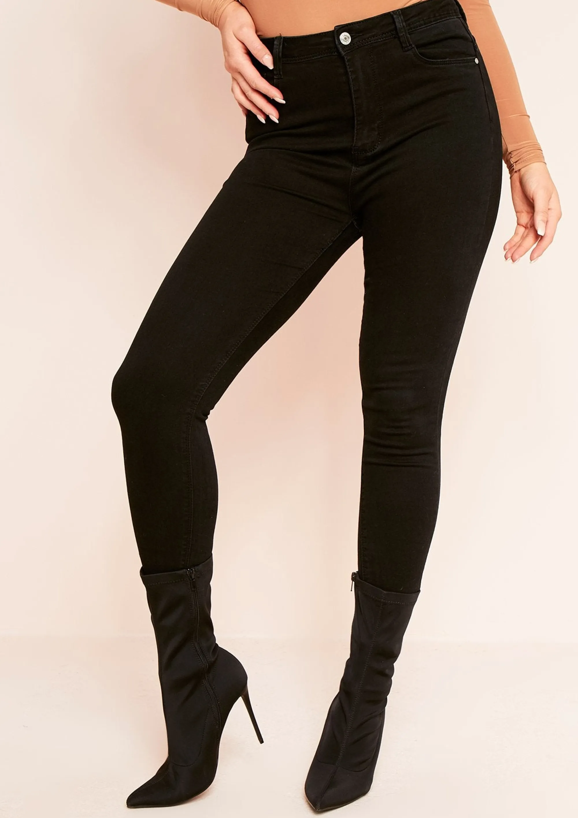 Missy Empire Arna Denim 5 Pocket Black Wash Skinny Jeans Cheap