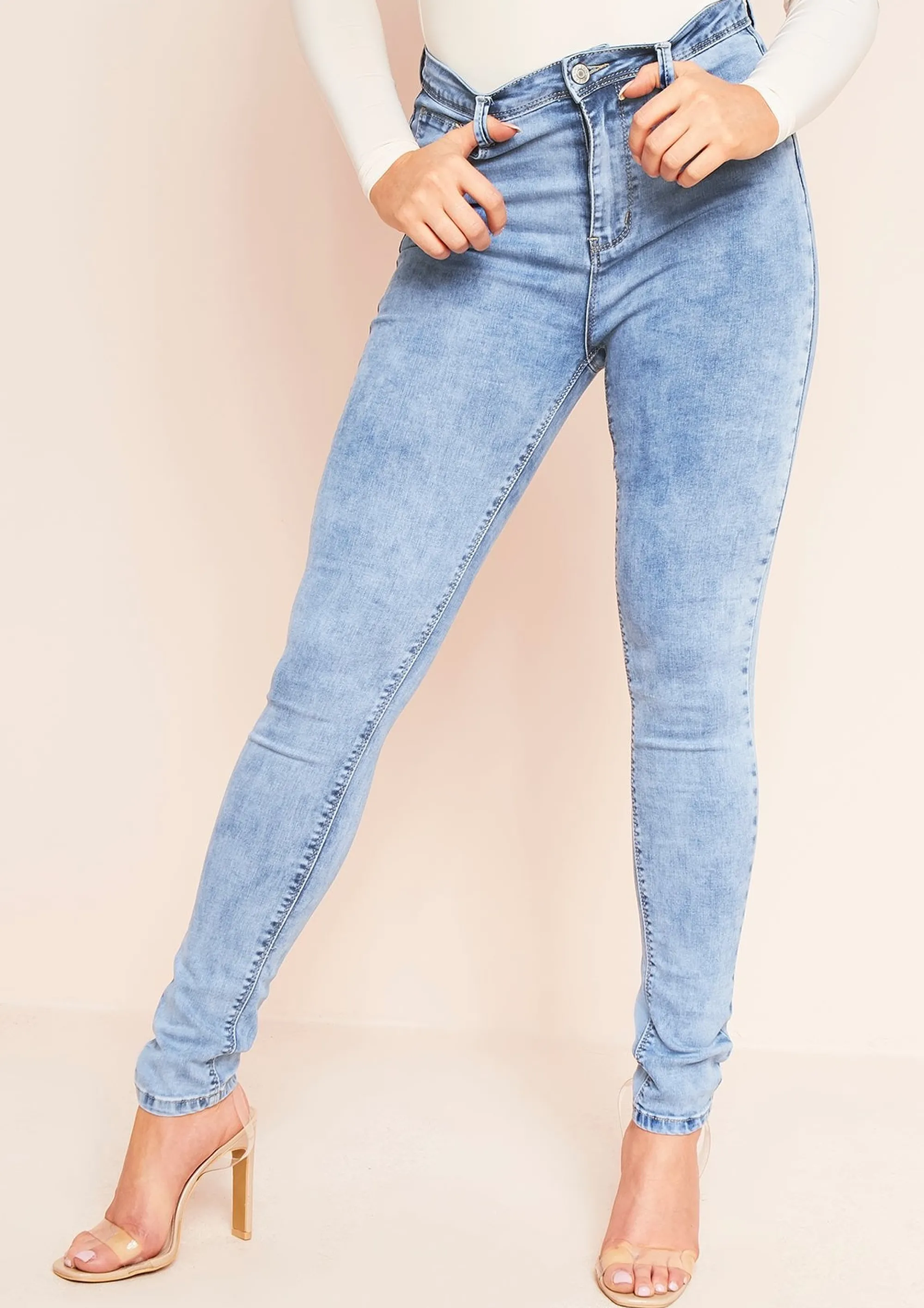 Missy Empire Arna Denim 5 Pocket Mid Wash Skinny Jeans Flash Sale