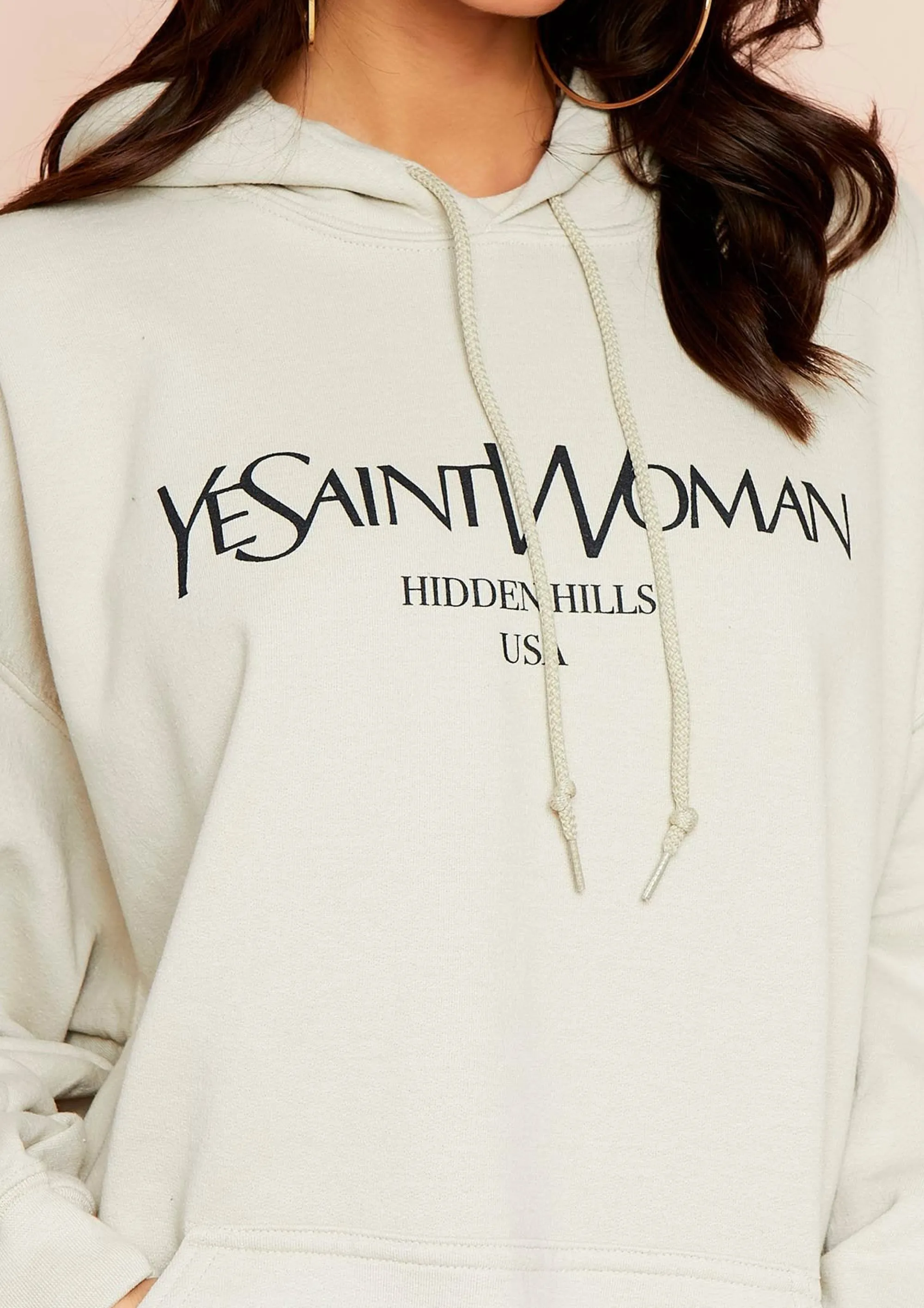 Missy Empire Ava Sand Woman Slogan Oversized Hoodie Best
