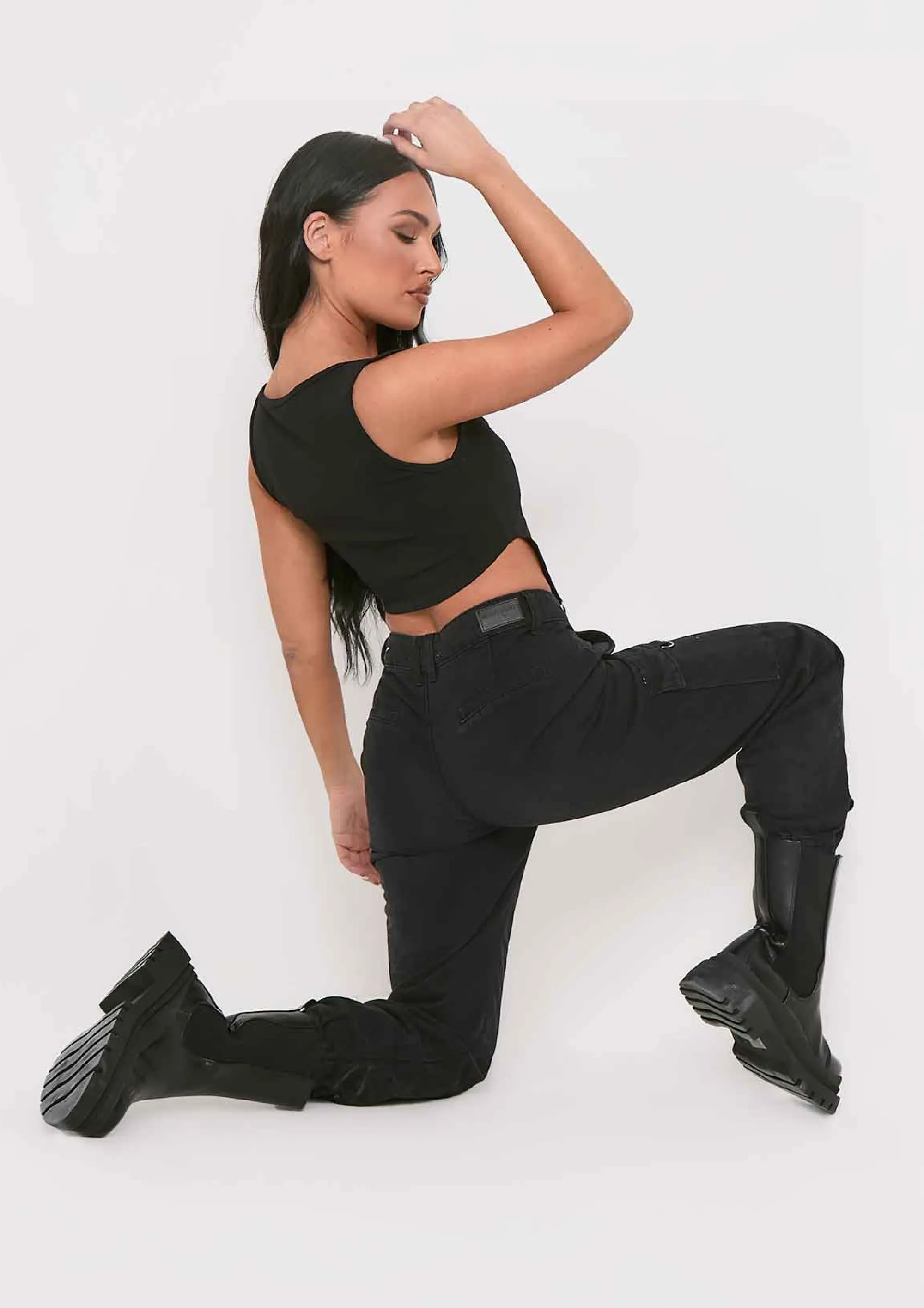 Missy Empire Chaka Black D Ring Corset Crop Top Flash Sale