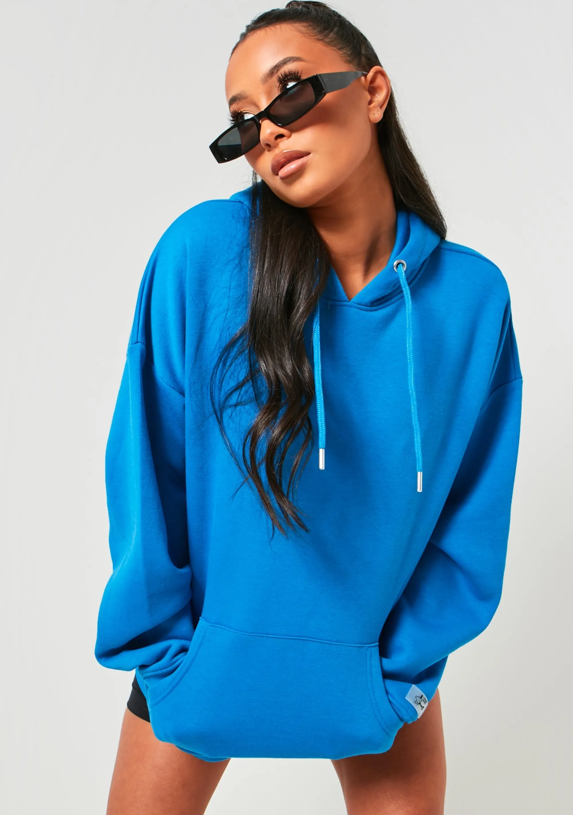 Missy Empire Charlotte Blue Missy Sport Oversized Hoodie Cheap