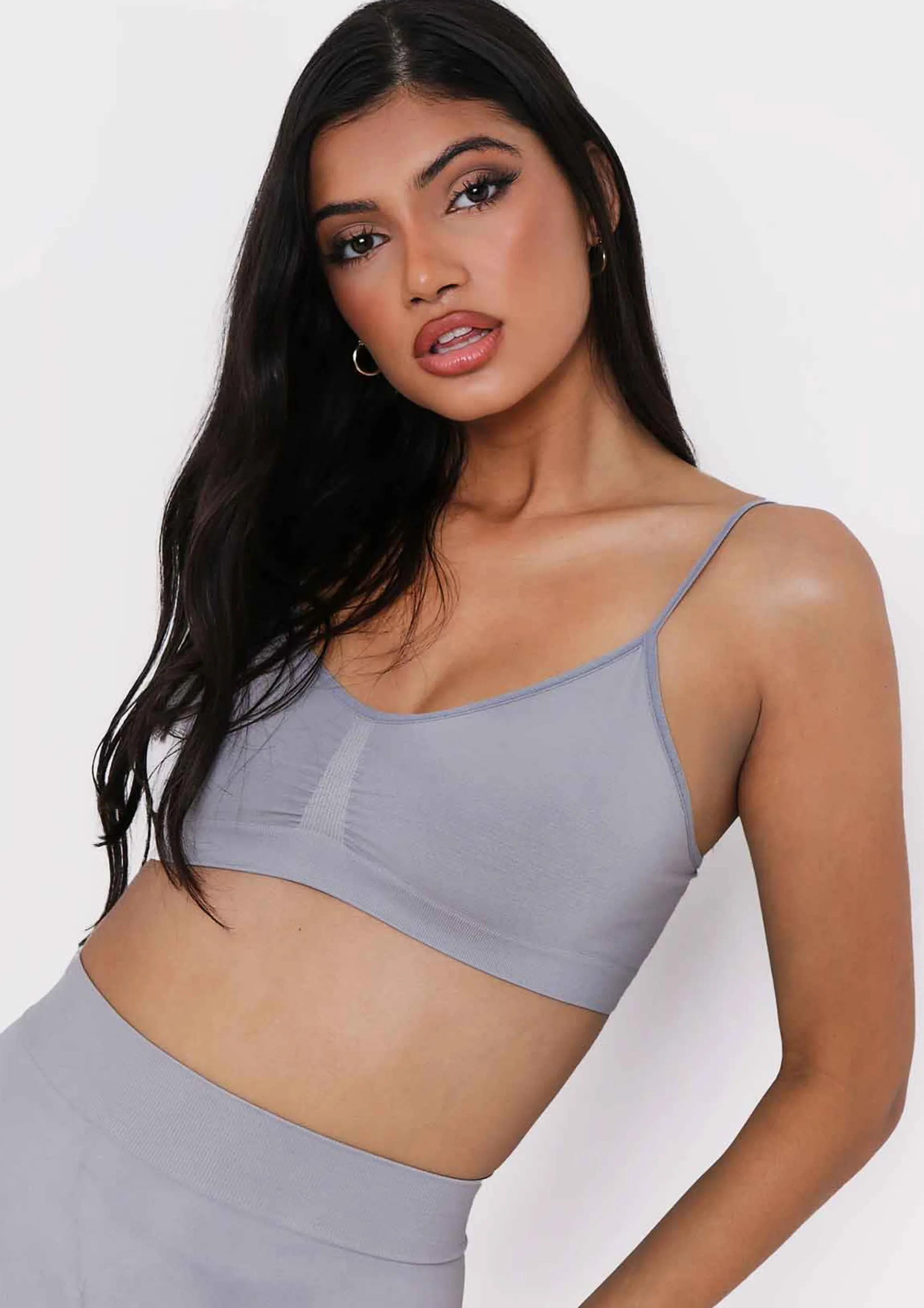 Missy Empire Ciara Grey Seamless Shapewear Strappy Bralet^Women Seamless & Shapewear