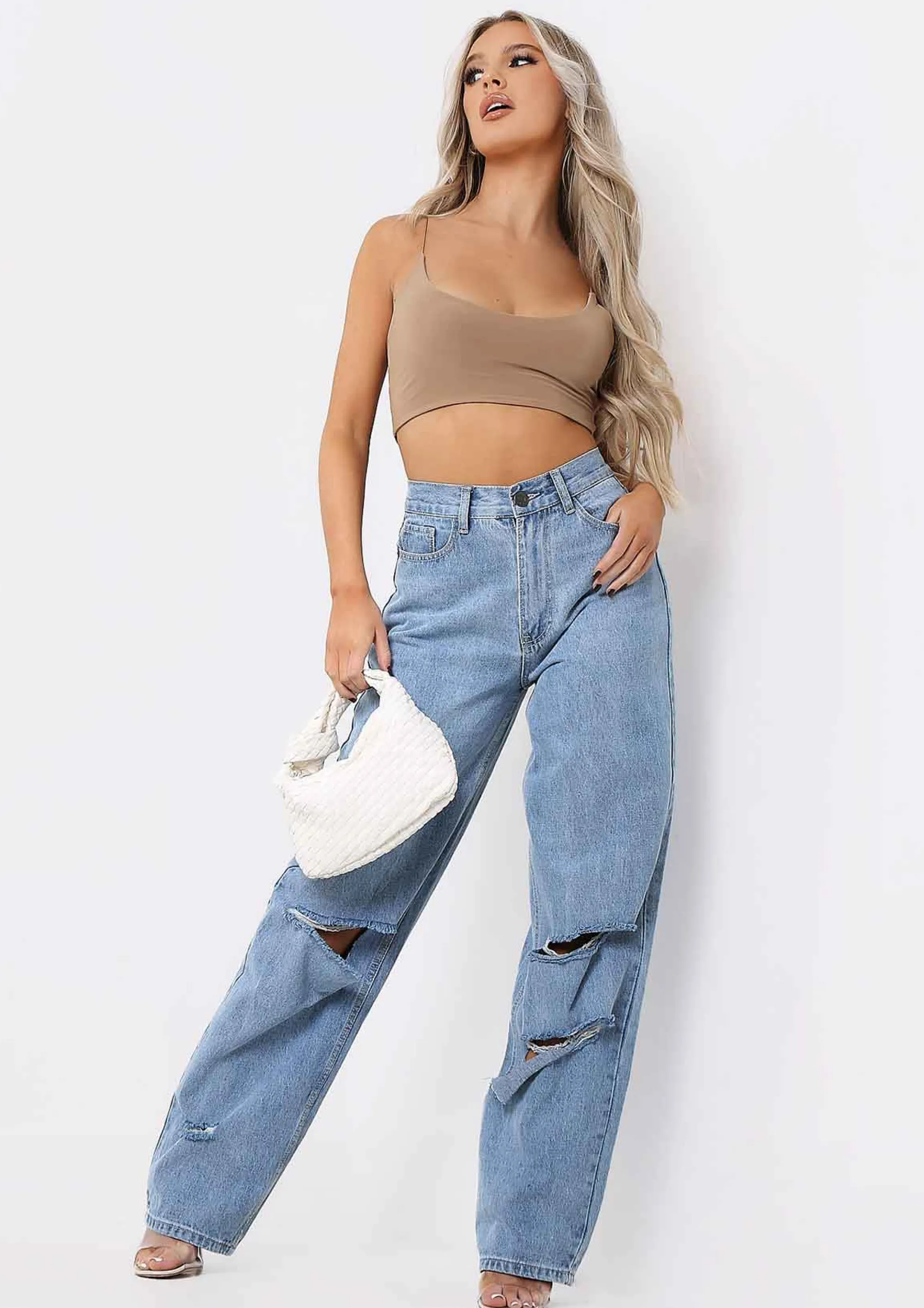 Missy Empire Corazon Camel Basic Round Scoop Neck Strappy Bralet New