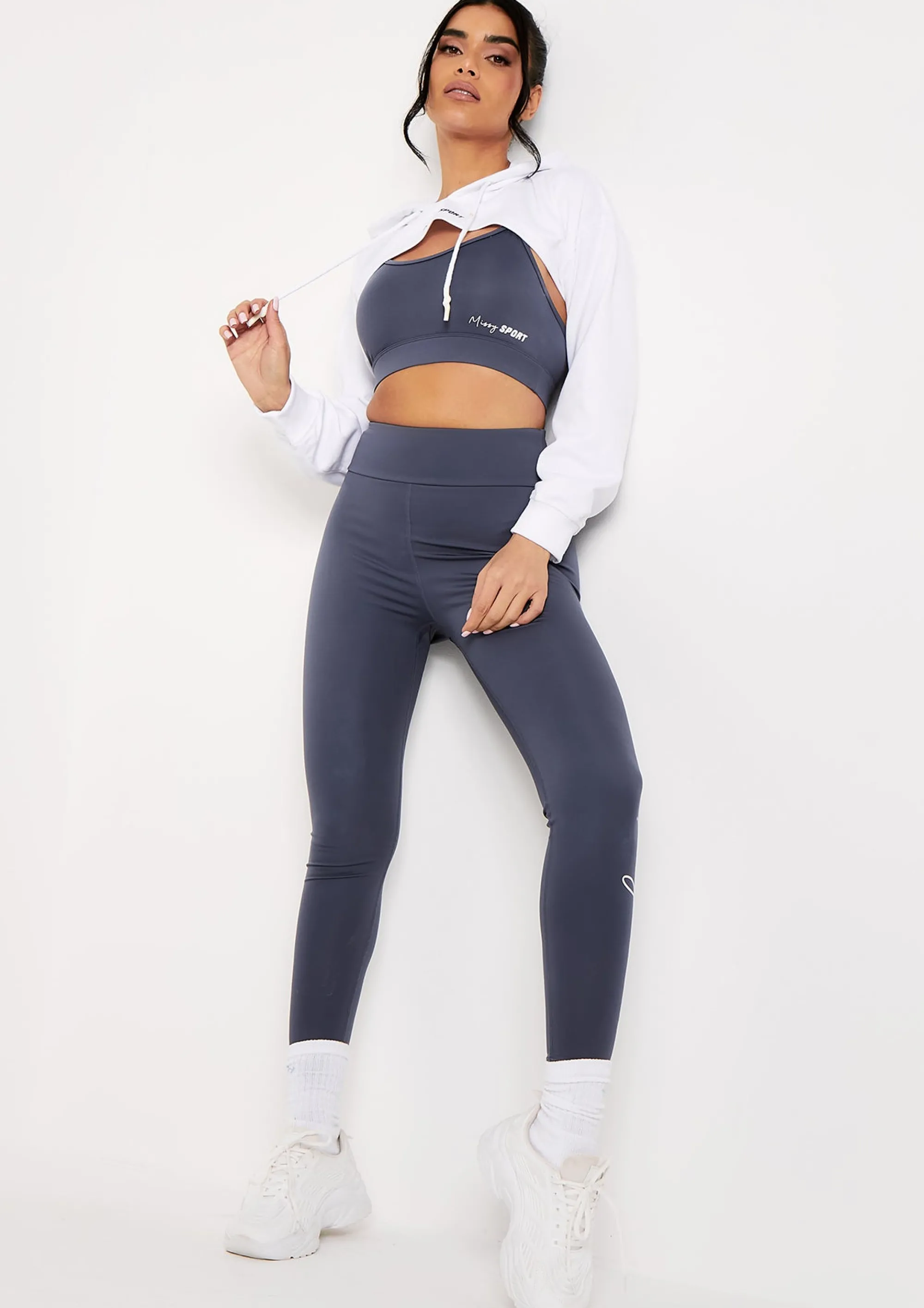 Missy Empire Eleanor Navy Missy Sport Strappy Crop Gym Top Outlet