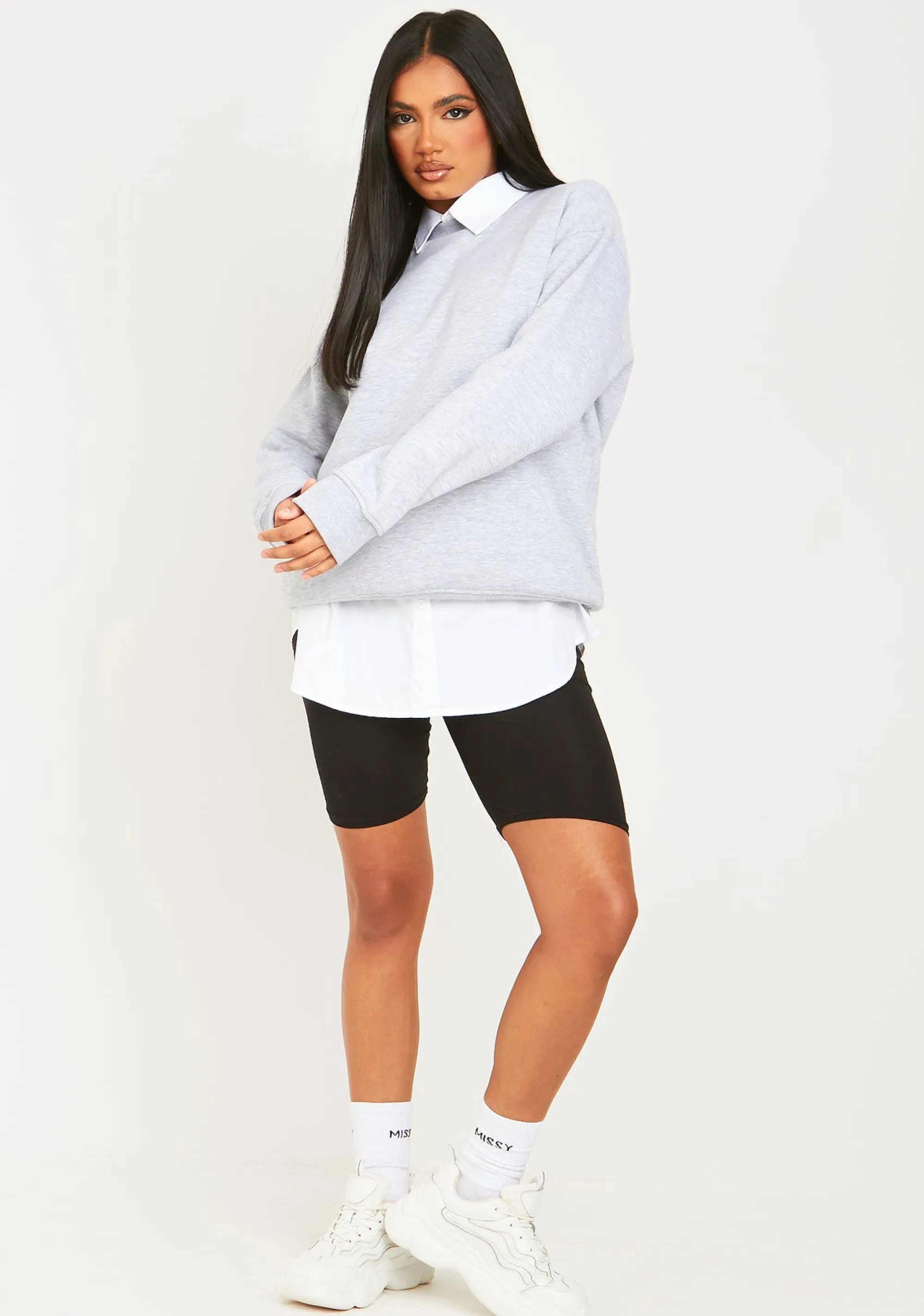 Missy Empire Esther Grey Oversized Sweatshirt^Women Loungewear