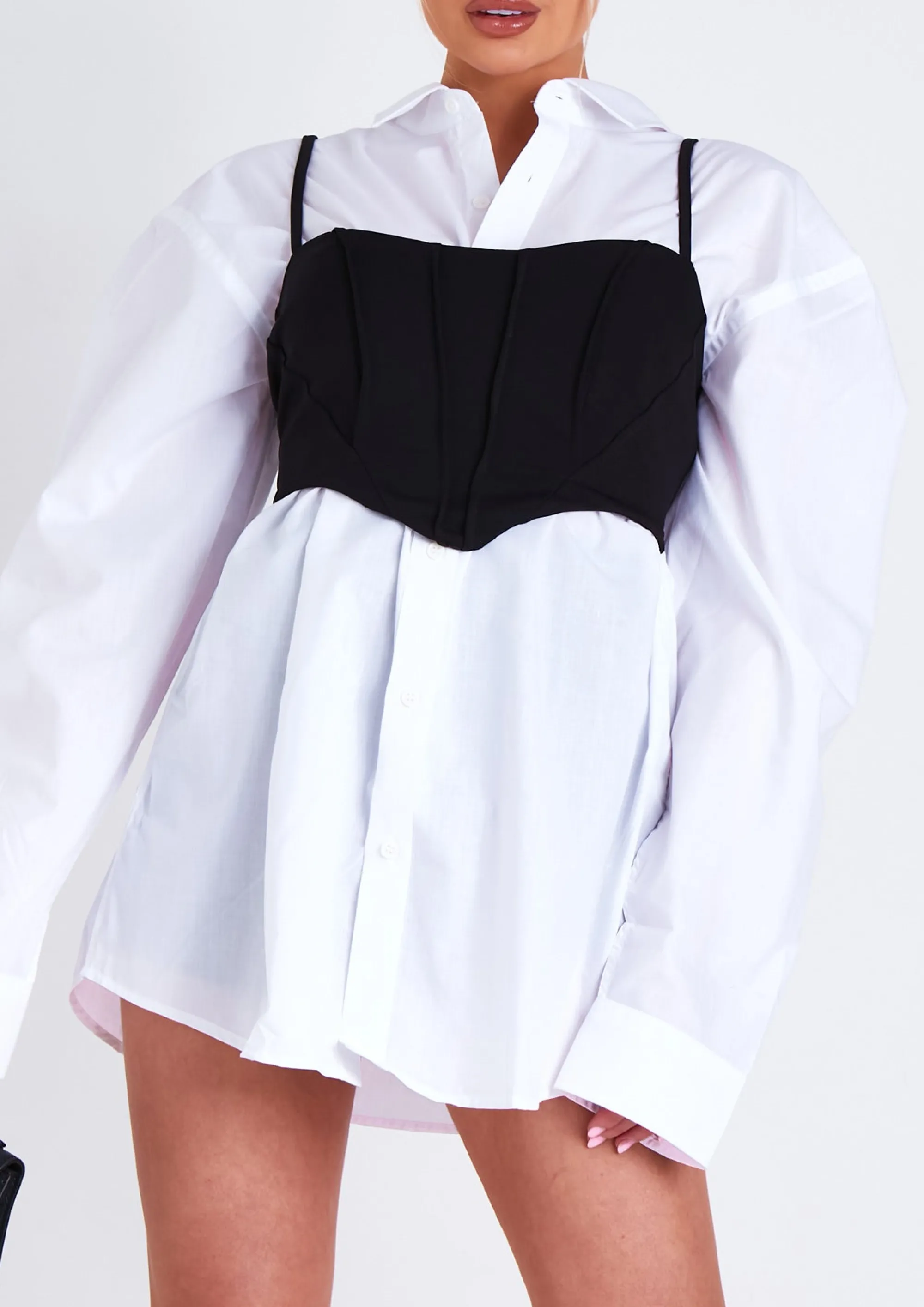Missy Empire Eve Black Curved Hem Corset Crop Top Outlet