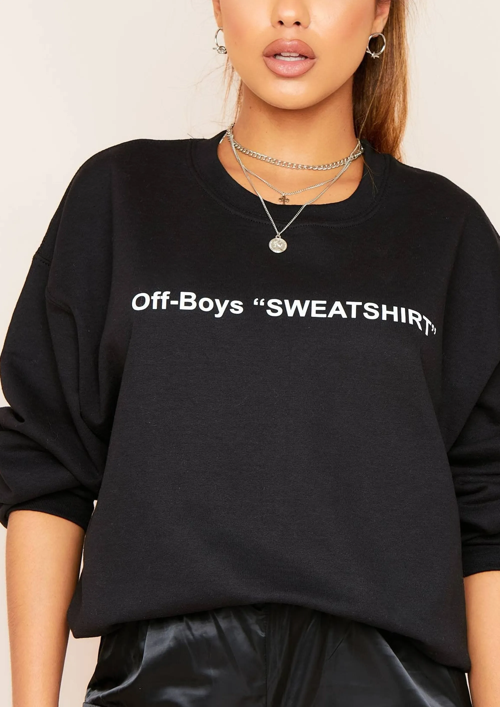 Missy Empire Handsa Black Slogan Off-Boys Sweatshirt Hot