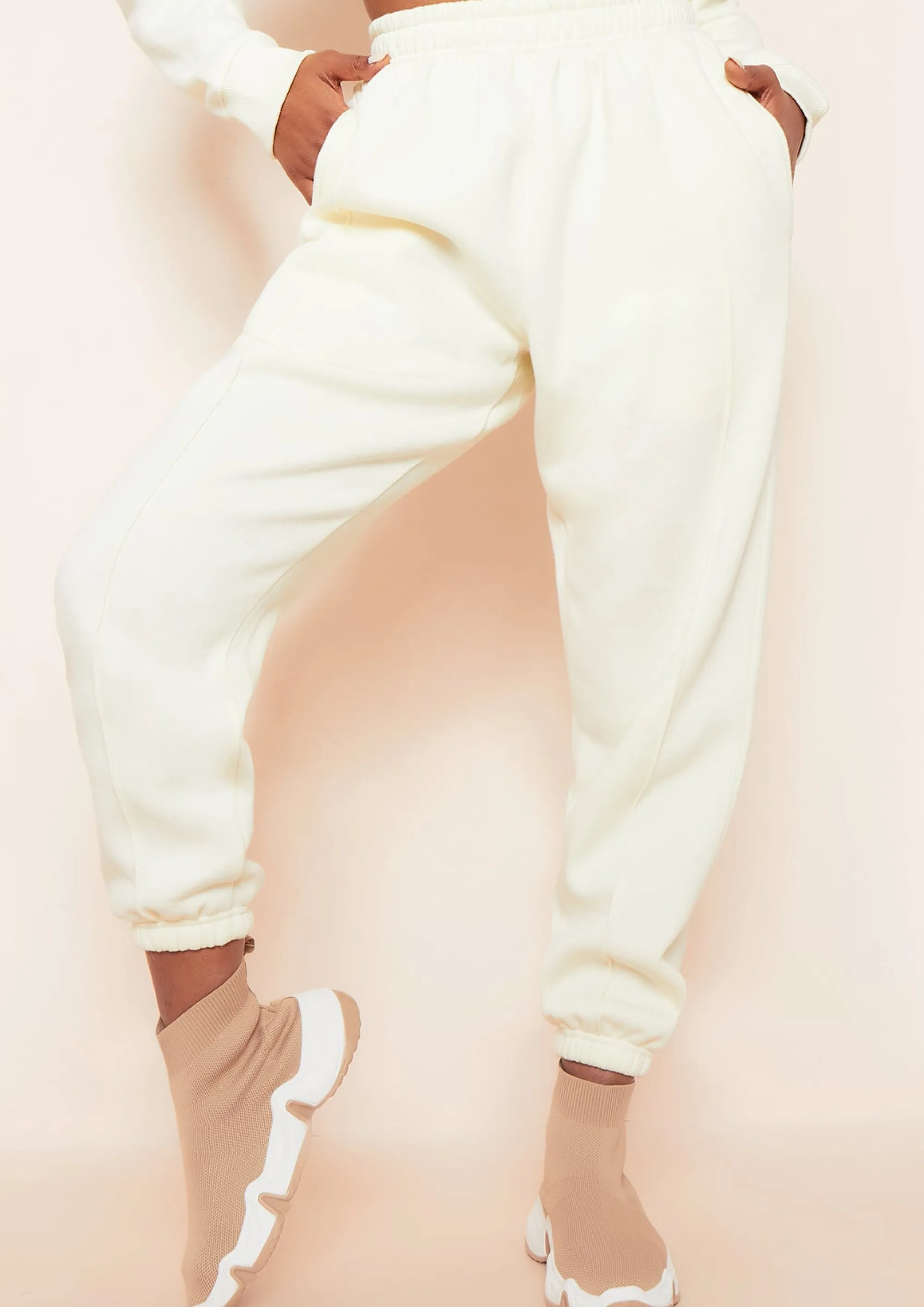 Missy Empire Hayley Buttercream Piping Detail Joggers^Women Tracksuits