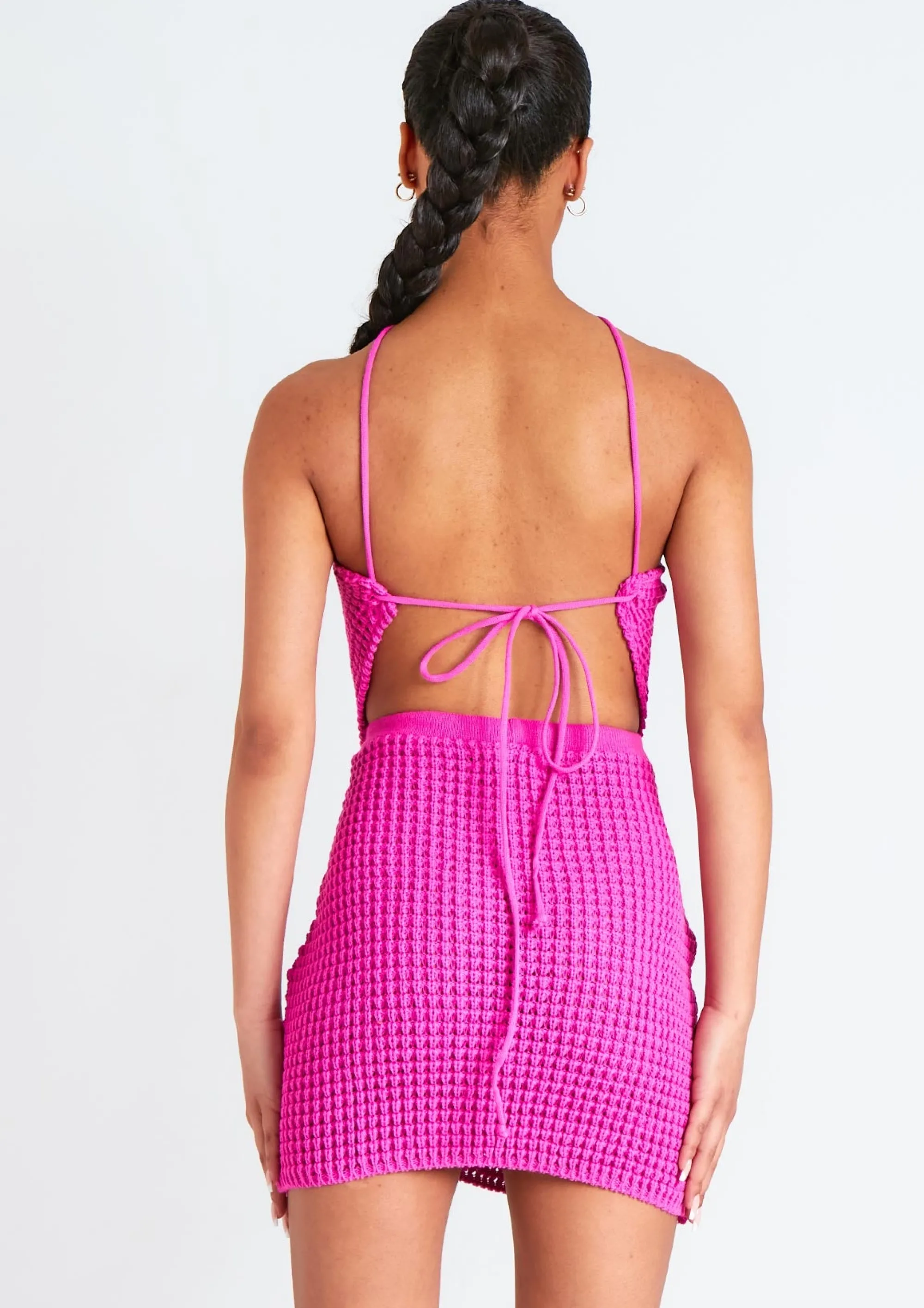 Missy Empire Immy Pink Knitted Mini Skirt Clearance