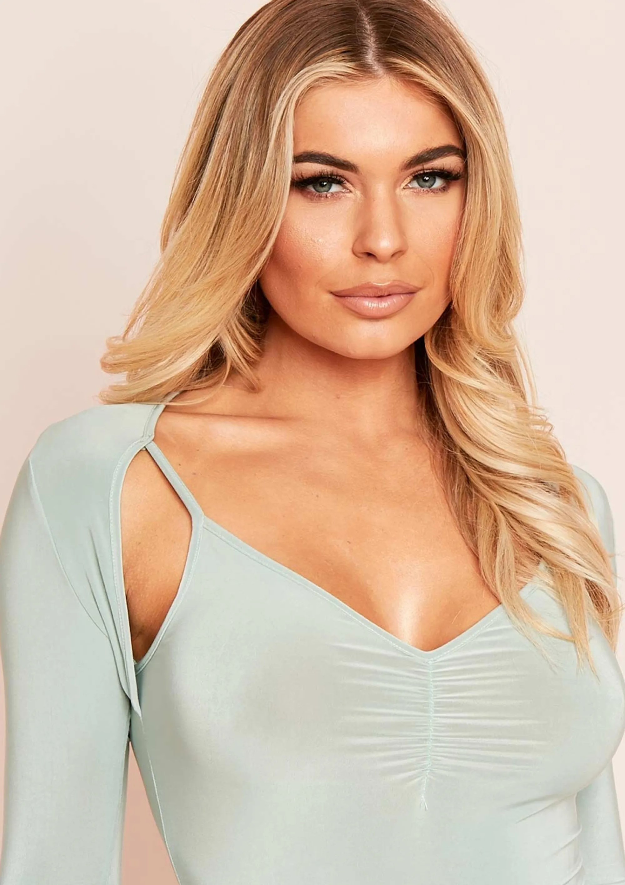 Missy Empire Ina Sage Ruched Cut Out Sleeve Bodysuit Best