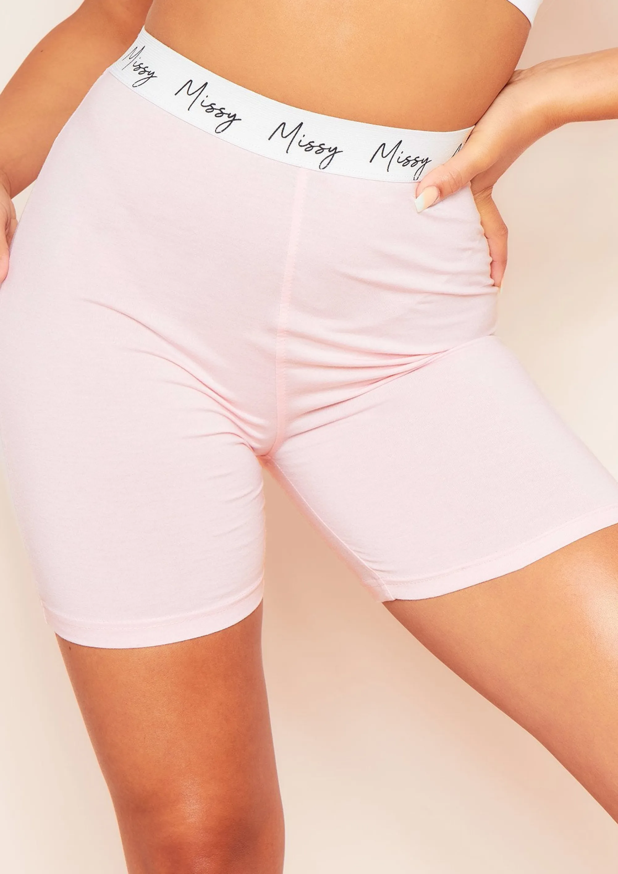 Missy Empire Irina Baby Pink Missy High Waisted Jersey Cycle Short^Women Shorts
