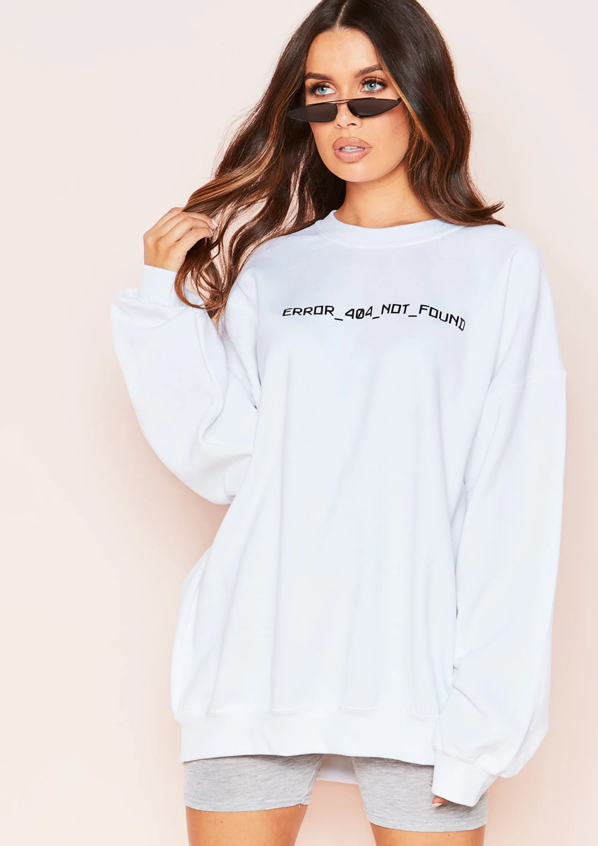 Missy Empire Joanna White Error Graphic Oversized Sweatshirt Best Sale