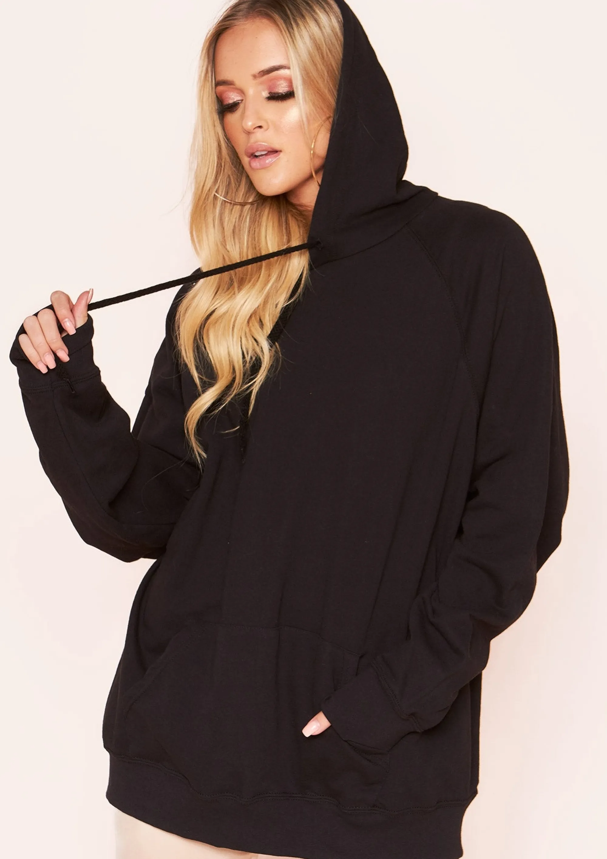 Missy Empire Justine Black Ghetto Express Slogan Oversized Hoodie Clearance
