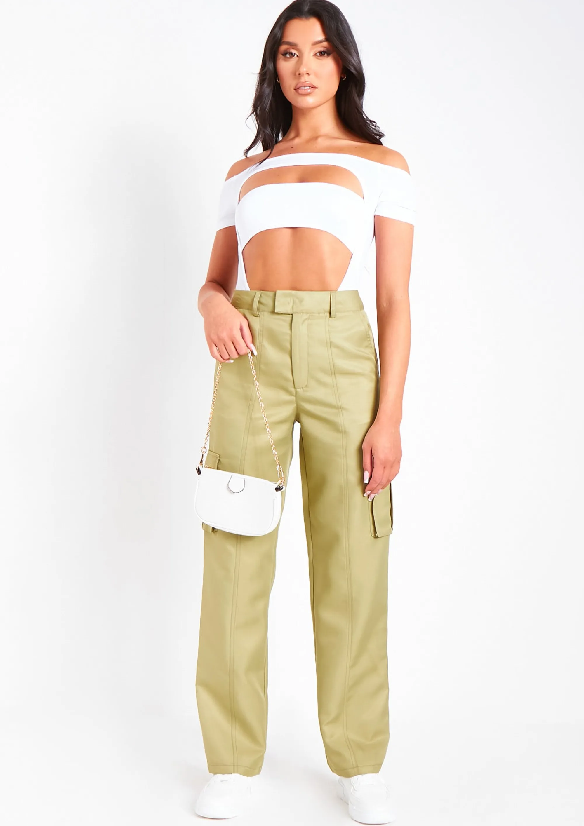 Missy Empire Kara Olive High Rise Cargo Pants^Women Trousers
