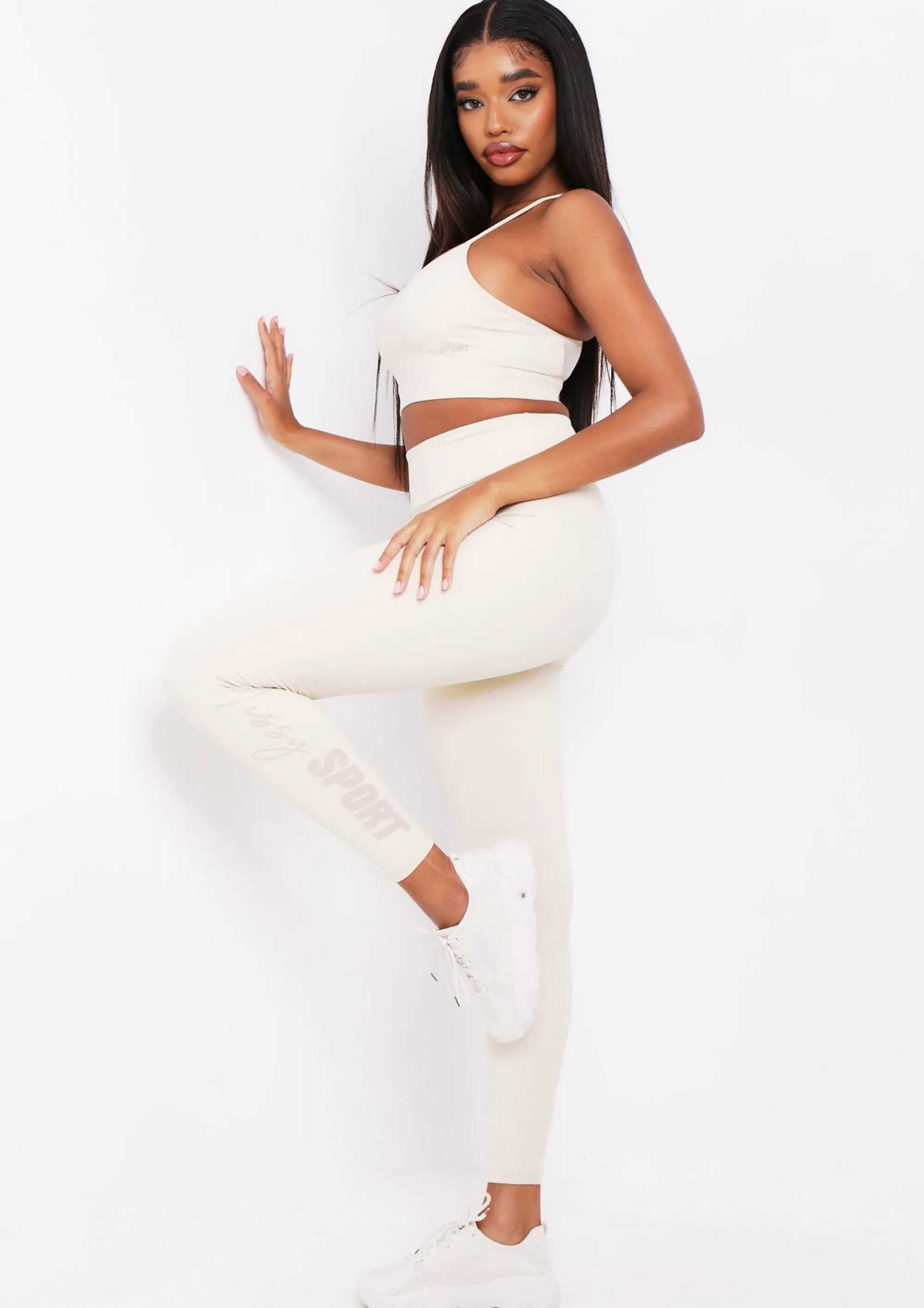 Missy Empire Karla Sand Missy Sport Ruched Bum Gym Leggings^Women Leggings
