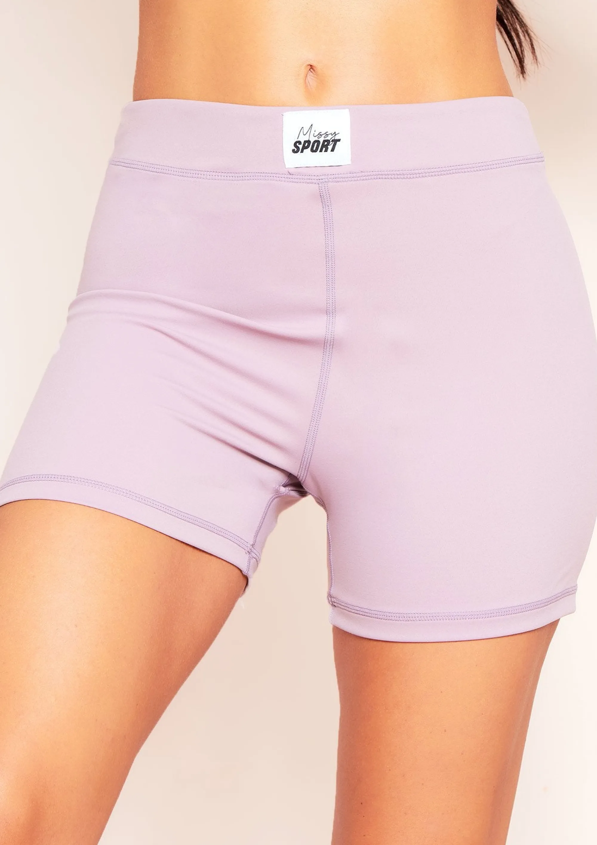 Missy Empire Katy Mauve Missy Sport Tab Logo Thick Gym Shorts^Women Shorts