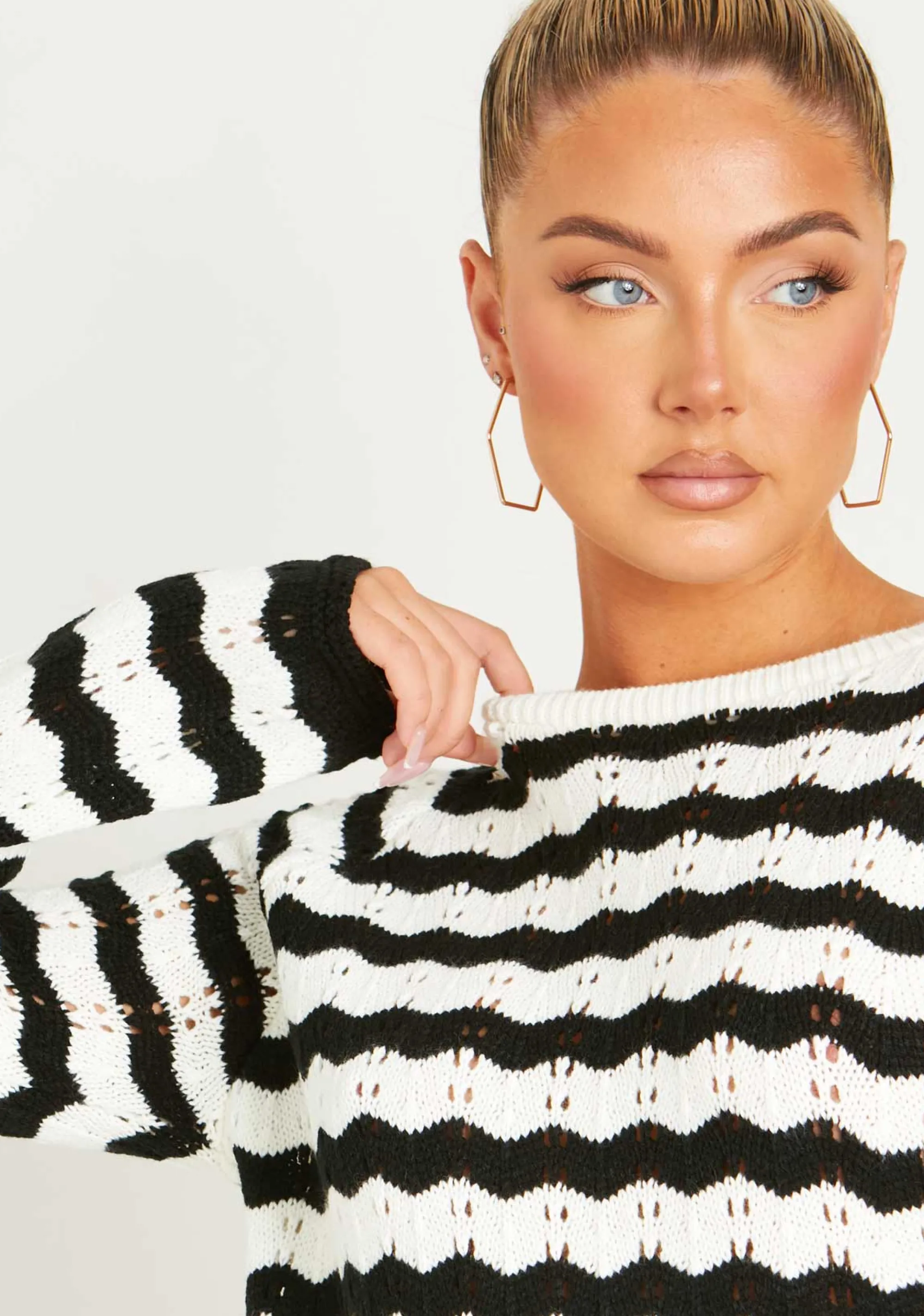 Missy Empire Kaylee Black And White Crochet Mini Dress^Women Dresses