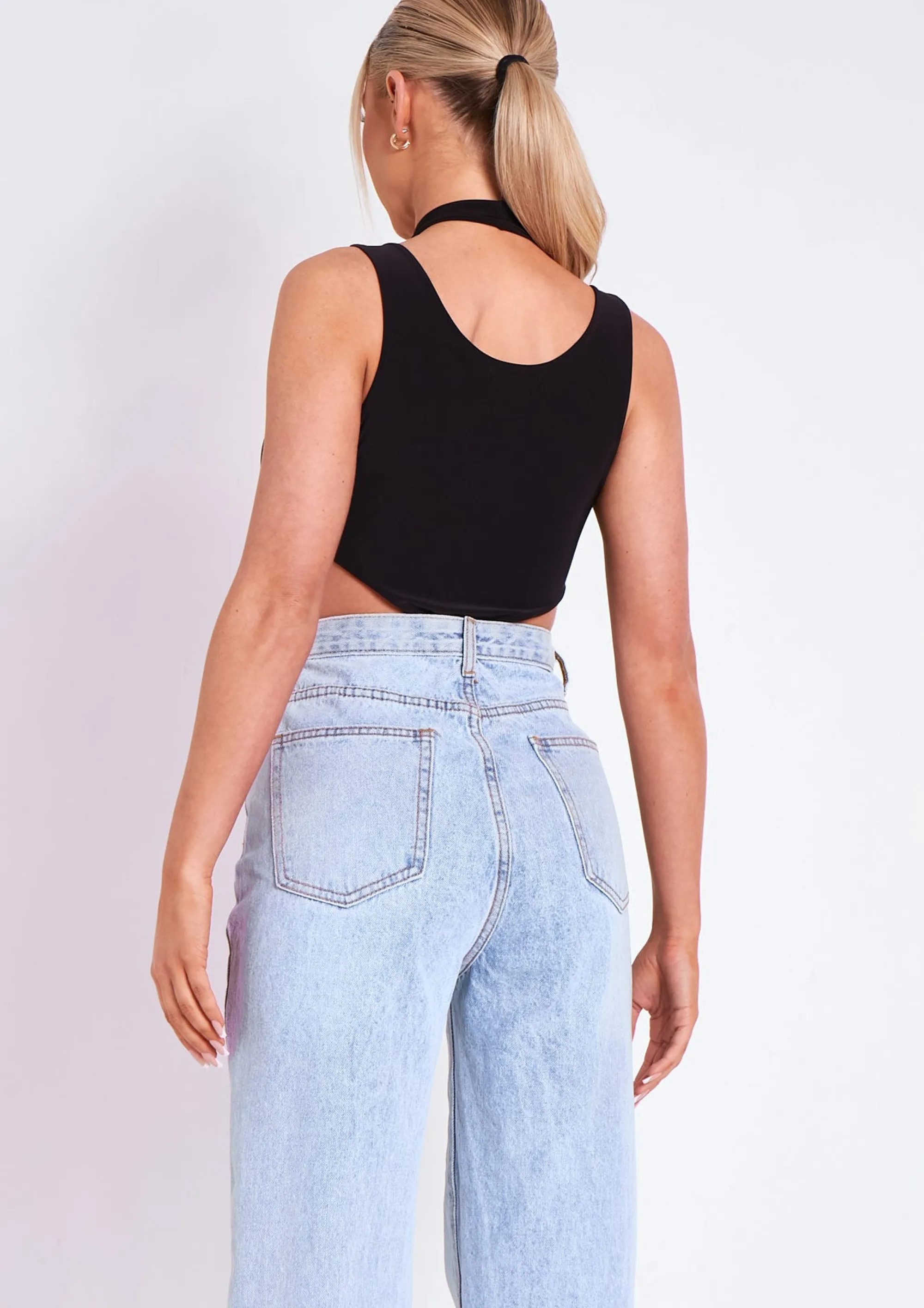 Missy Empire Kayleigh Black Double Layer Cross Over Bodysuit Store