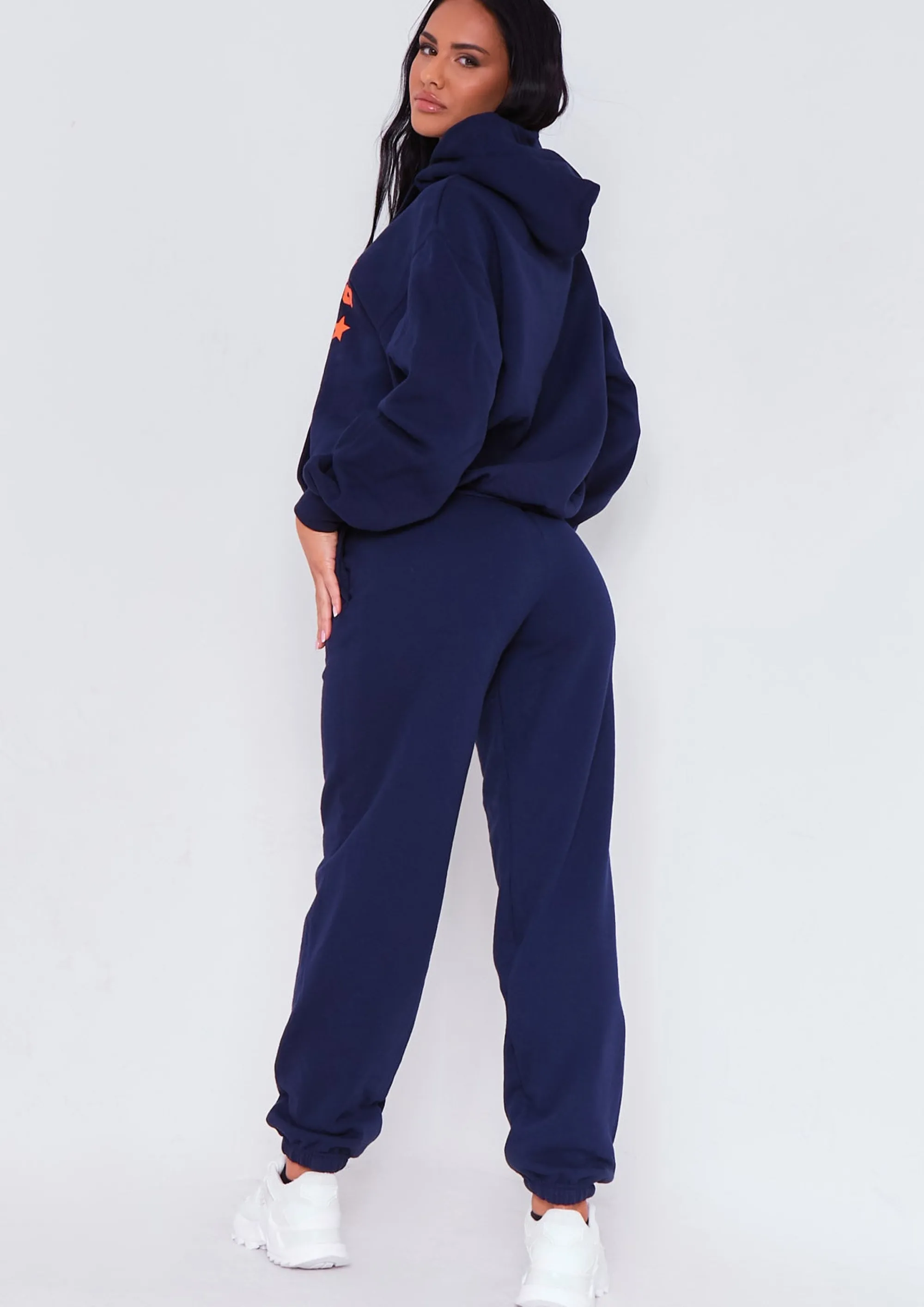 Missy Empire Keaton Navy Los Angeles Varsity Slogan Hoodie Flash Sale