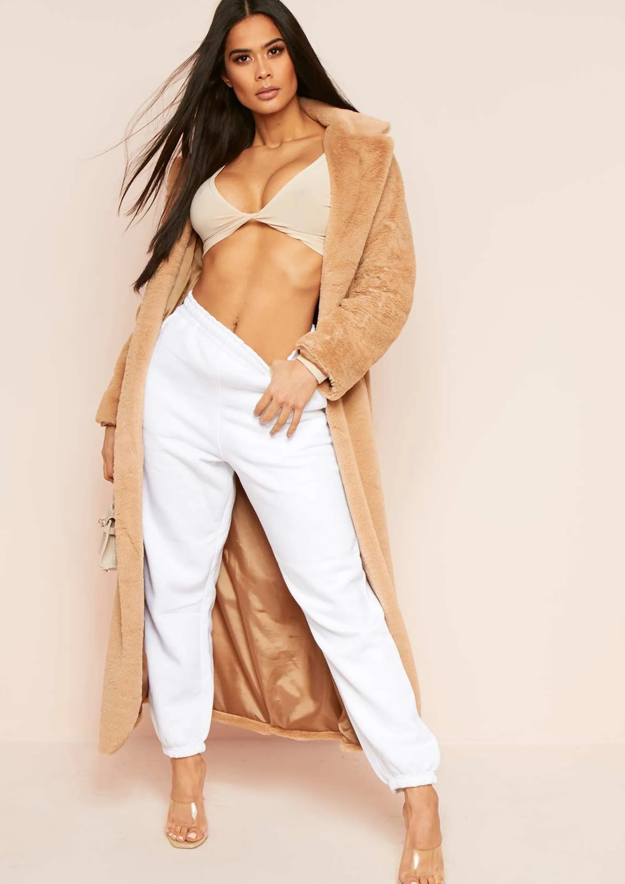 Missy Empire Kinsley Camel Faux Fur Maxi Coat Cheap