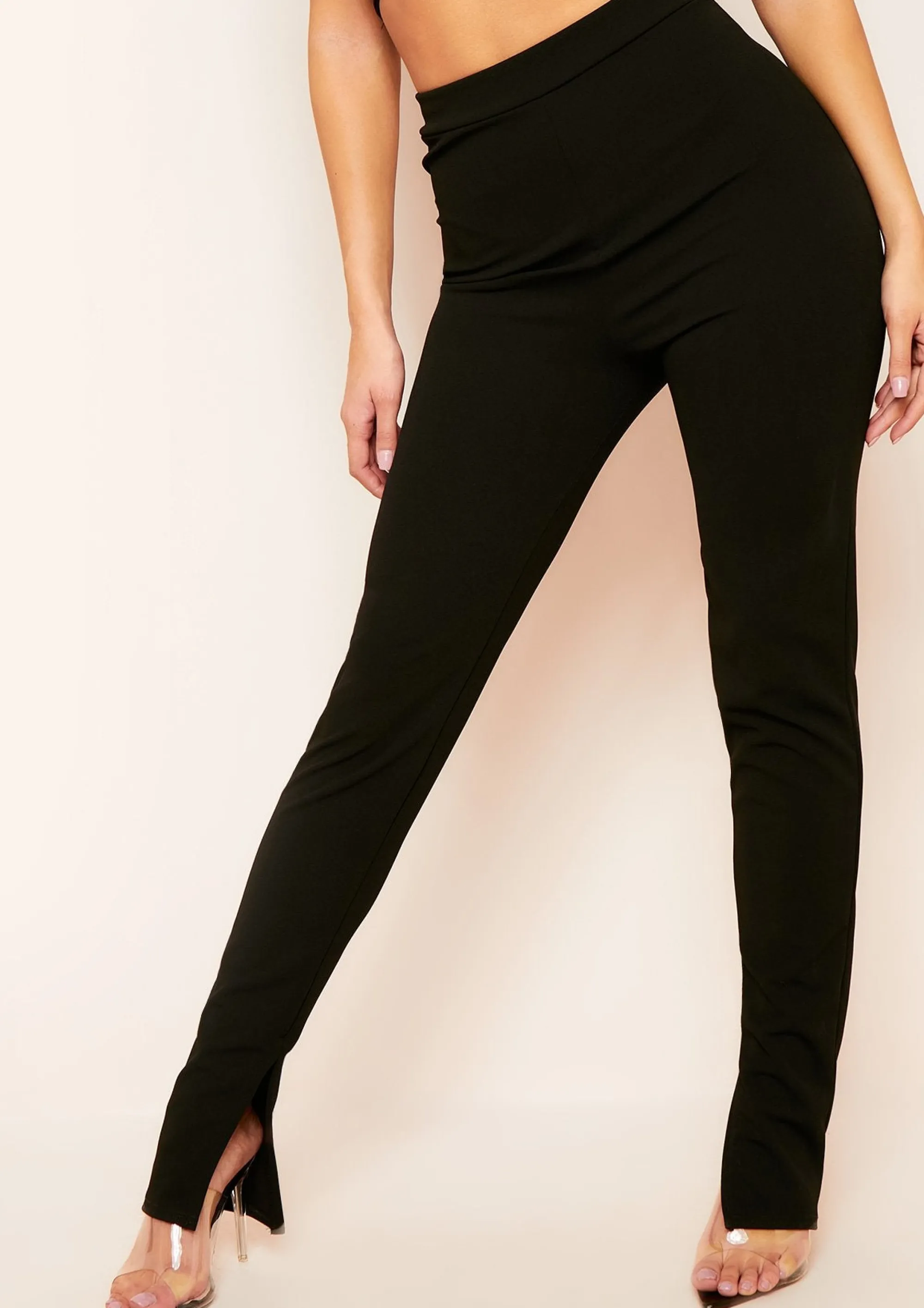 Missy Empire Kourtney Black Plain Inside Split Trousers^Women Trousers