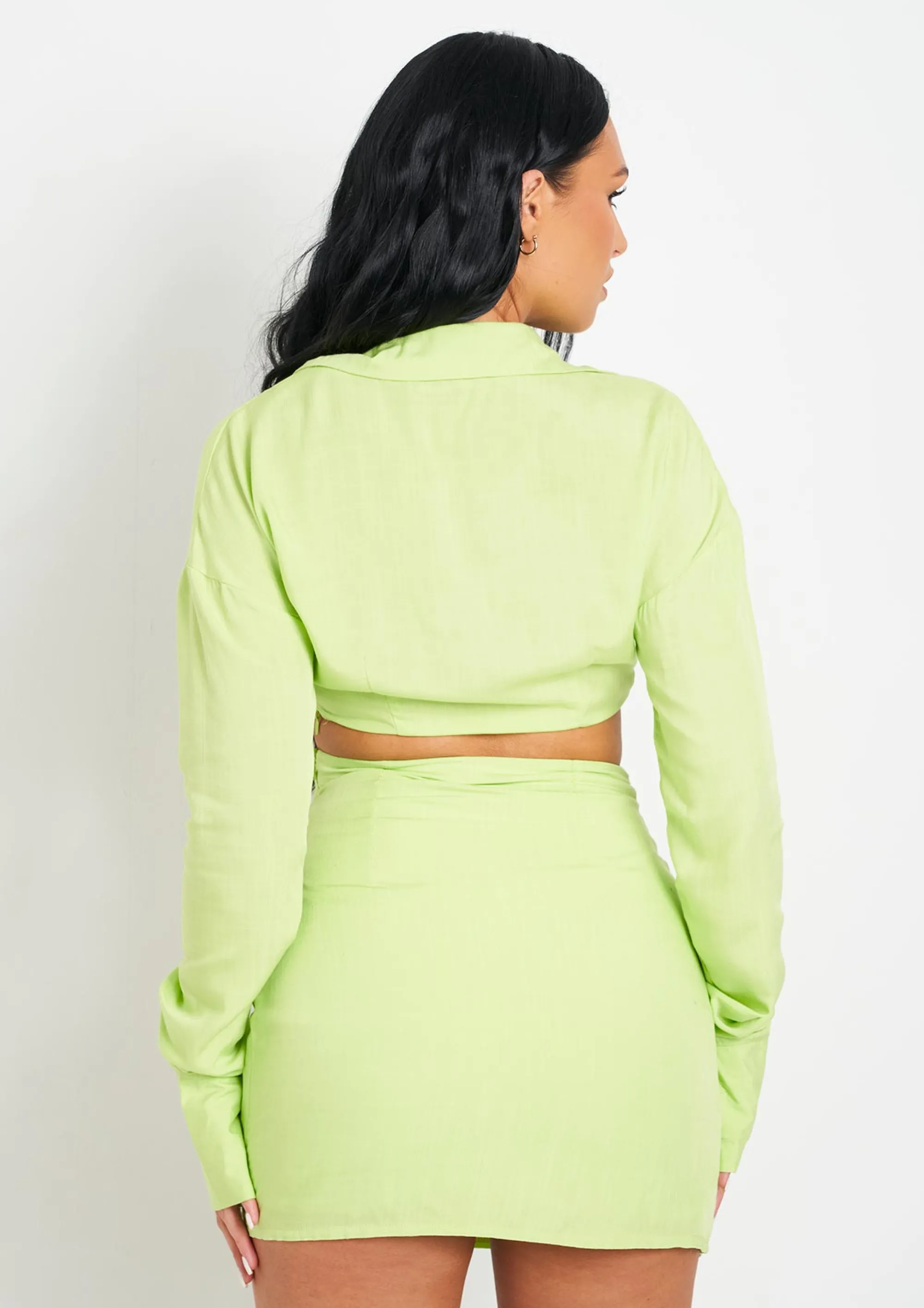 Missy Empire Laurel Lime Linen Waist Detail Mini Skirt Best
