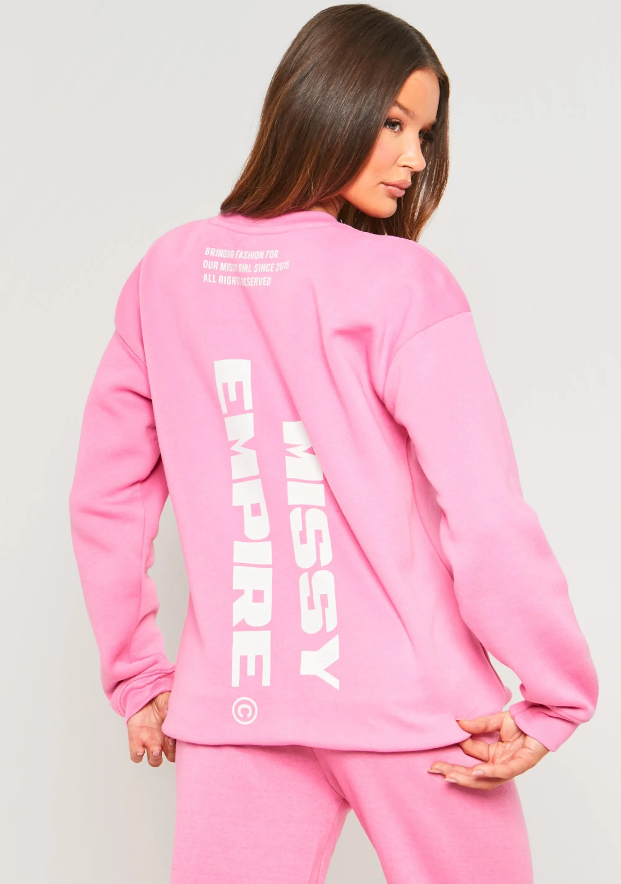 Missy Empire Lauren Pink Slogan Sweatshirt^Women Tracksuits