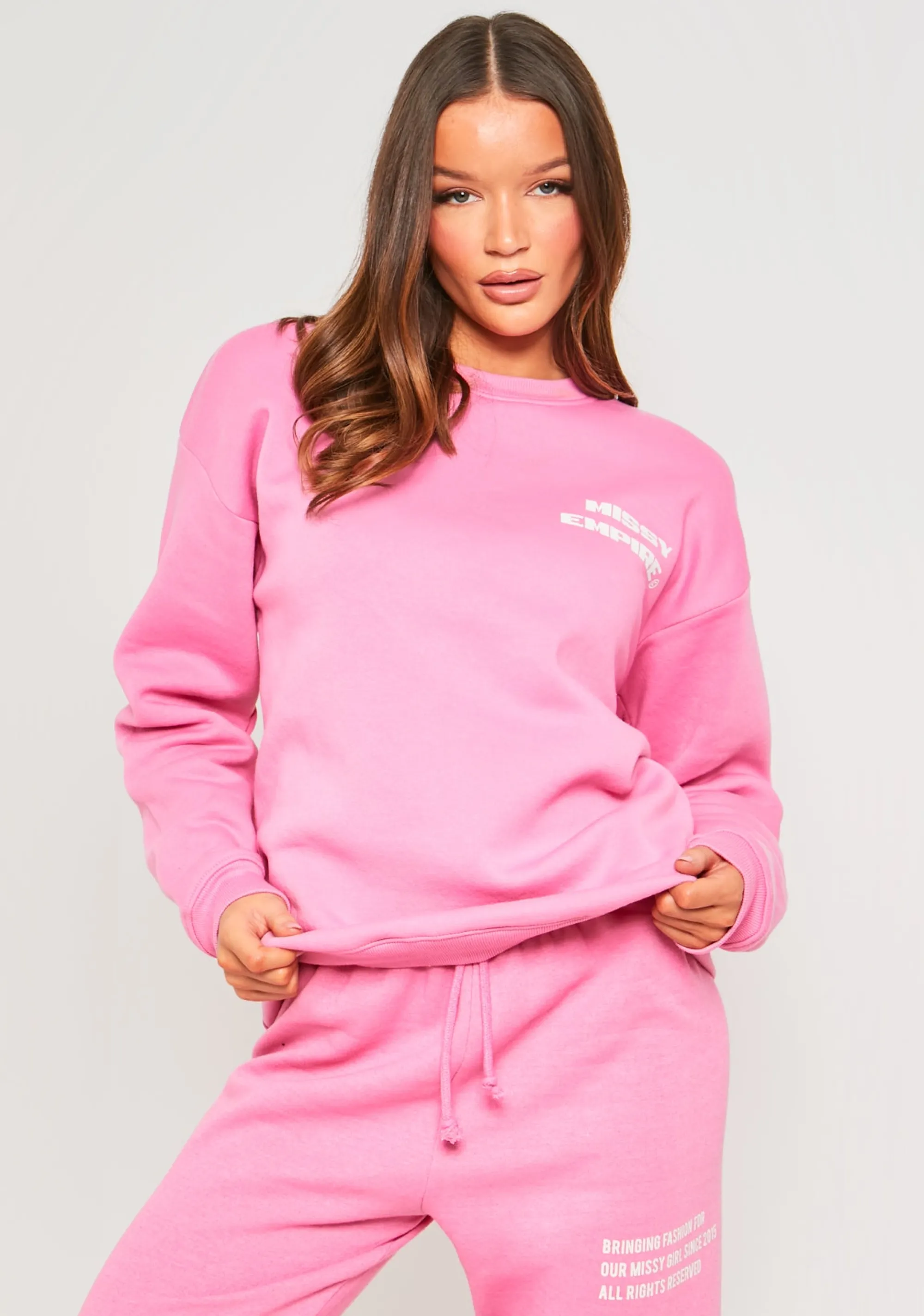 Missy Empire Lauren Pink Slogan Sweatshirt^Women Tracksuits