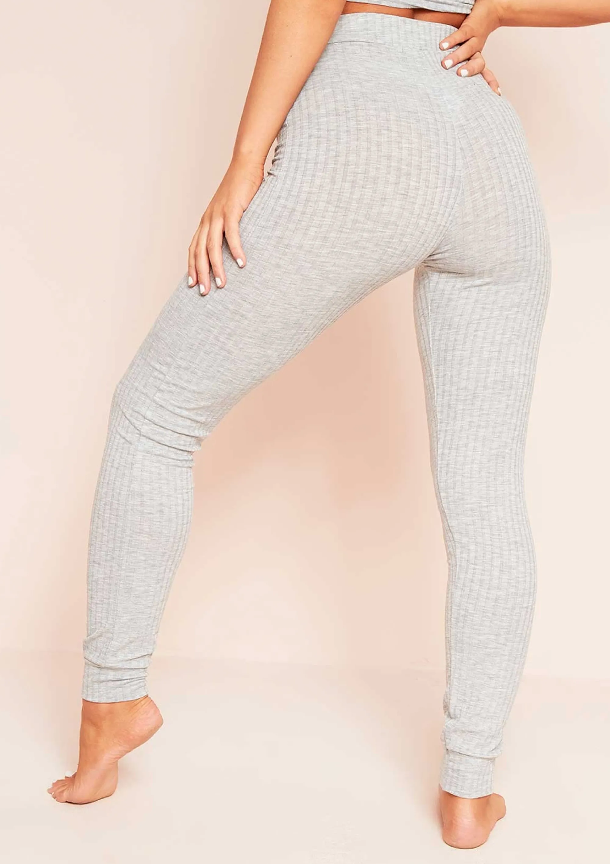 Missy Empire Layla Grey Mix & Match Ribbed Lounge Skinny Jogger^Women Loungewear