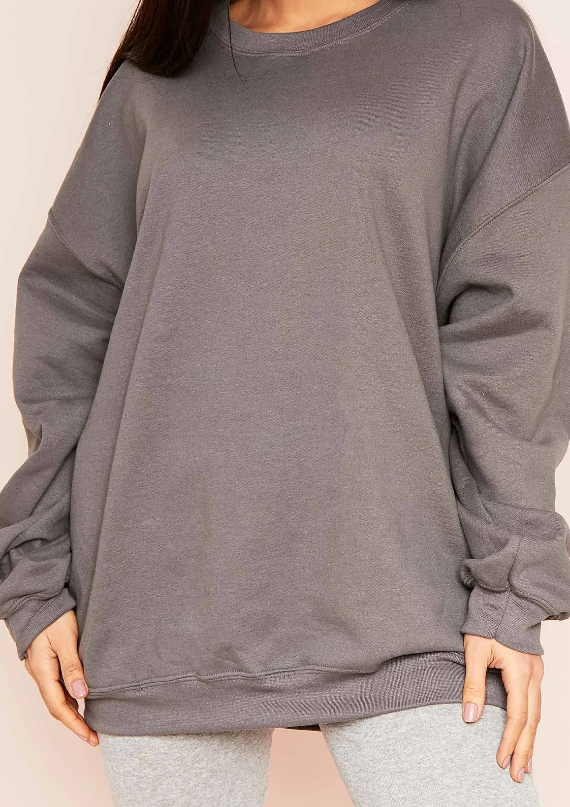 Missy Empire Lena Charcoal Oversized Sweatshirt^Women Loungewear