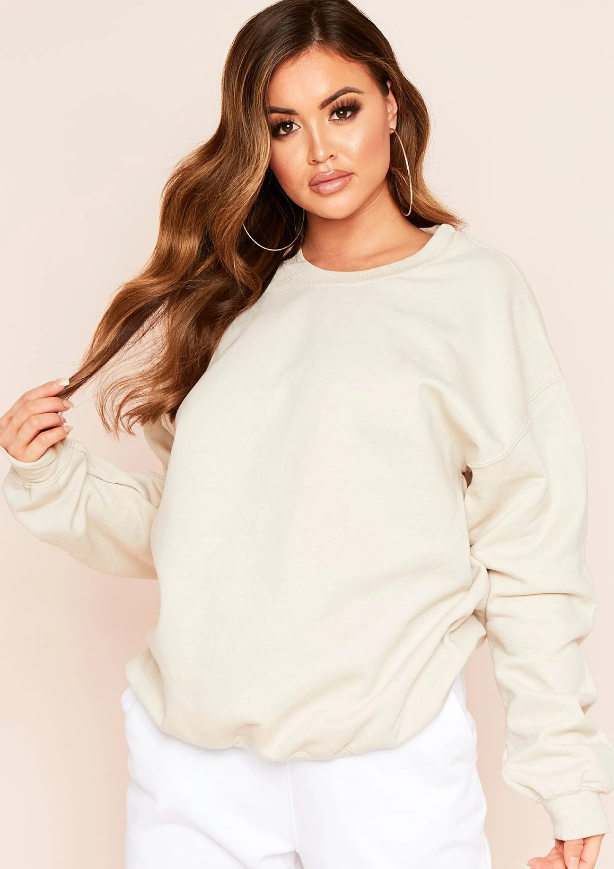 Missy Empire Lena Sand Oversized Sweatshirt Cheap