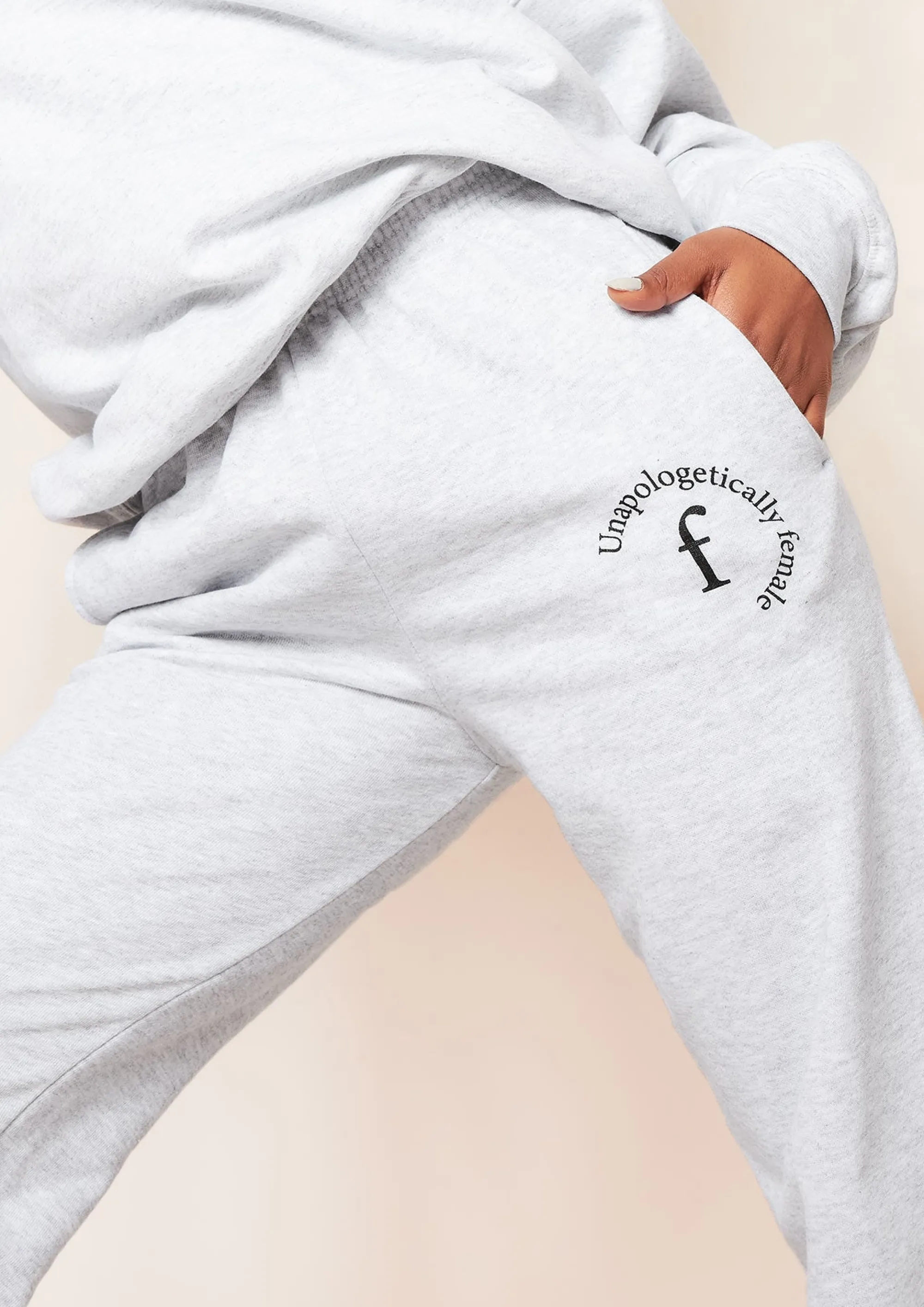 Missy Empire Lila Grey Unapologetically Female Slogan Oversized Tracksuit Joggers^Women Loungewear