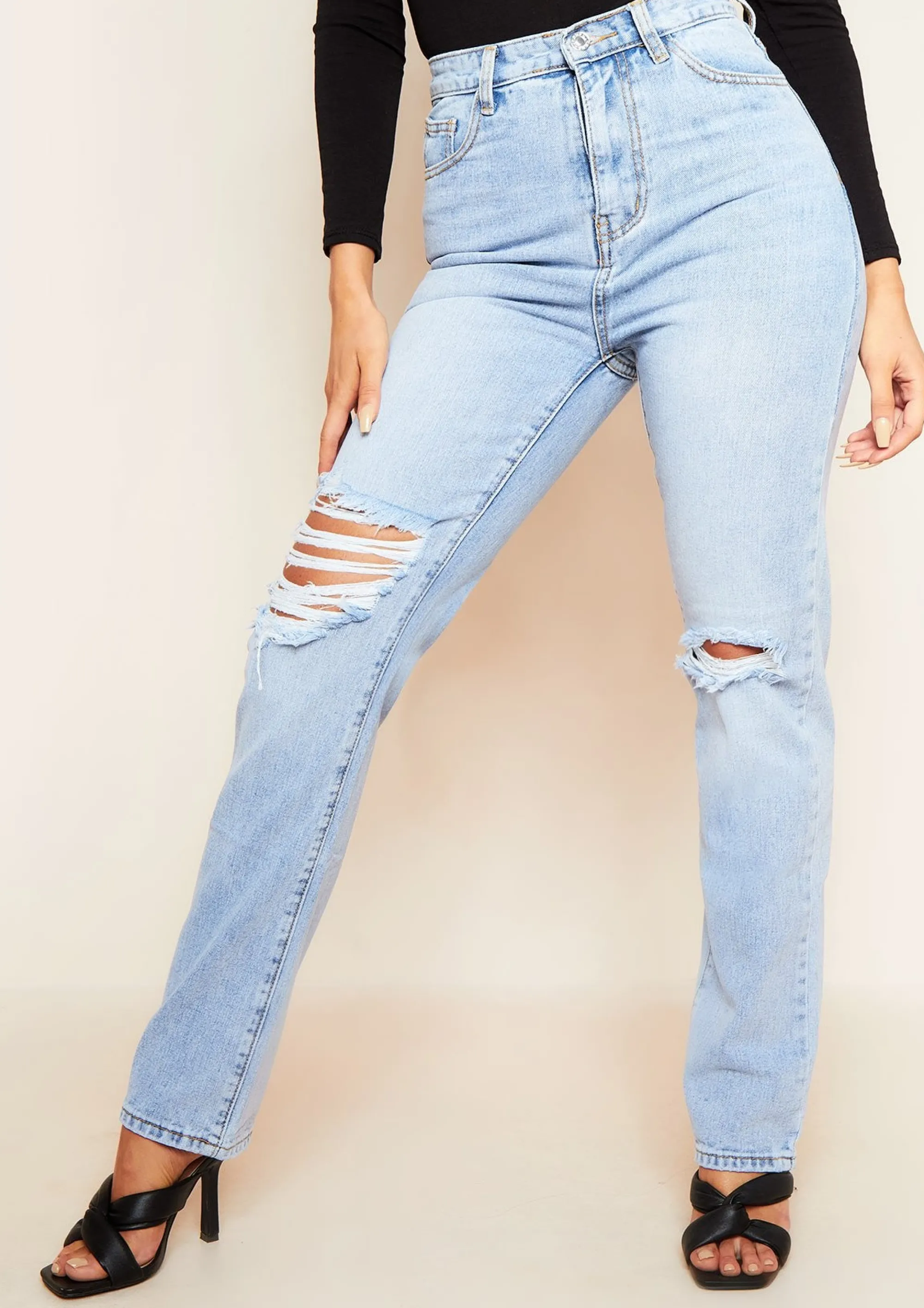 Missy Empire London Light Wash Ripped Jeans Sale