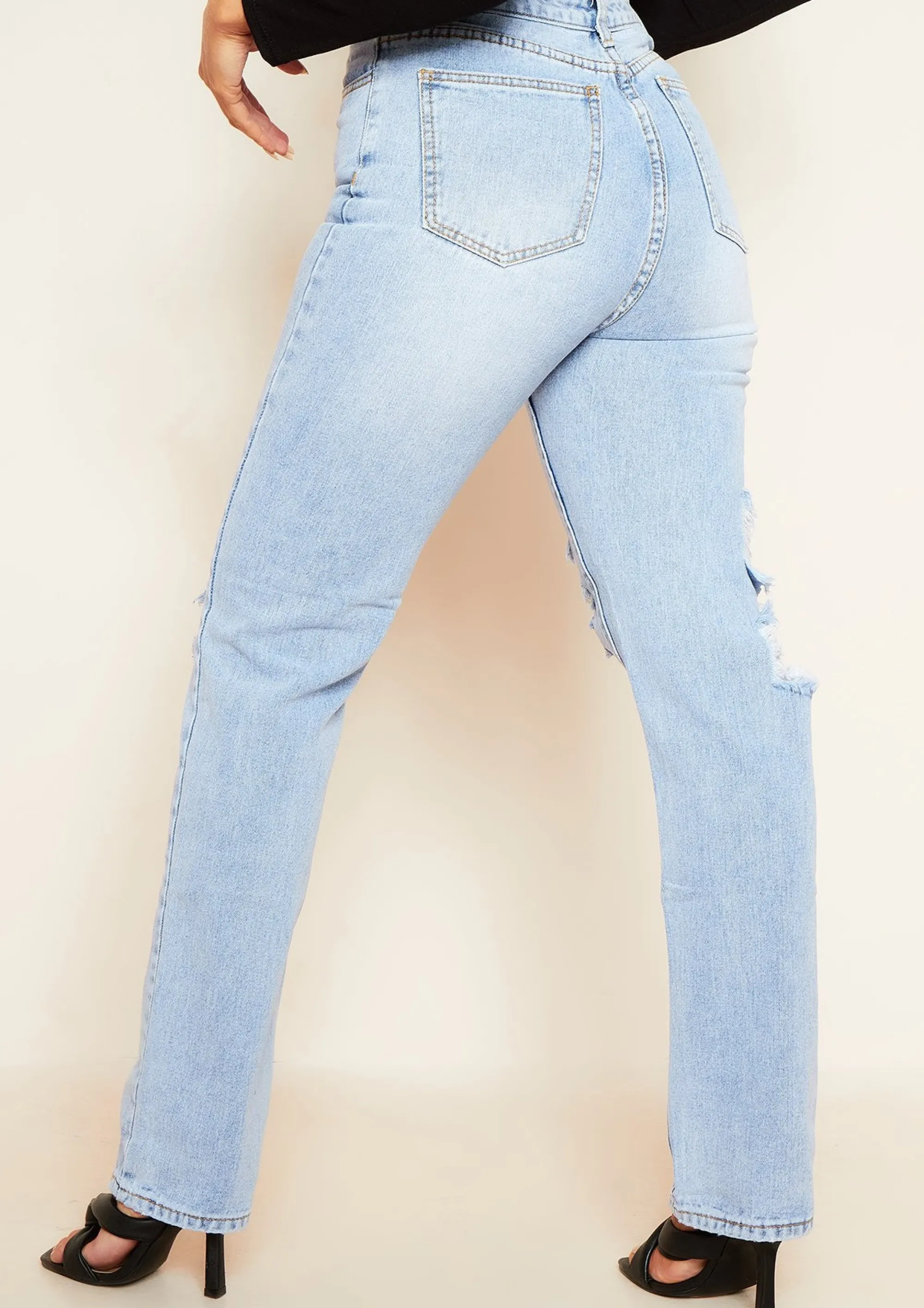 Missy Empire London Light Wash Ripped Jeans Sale