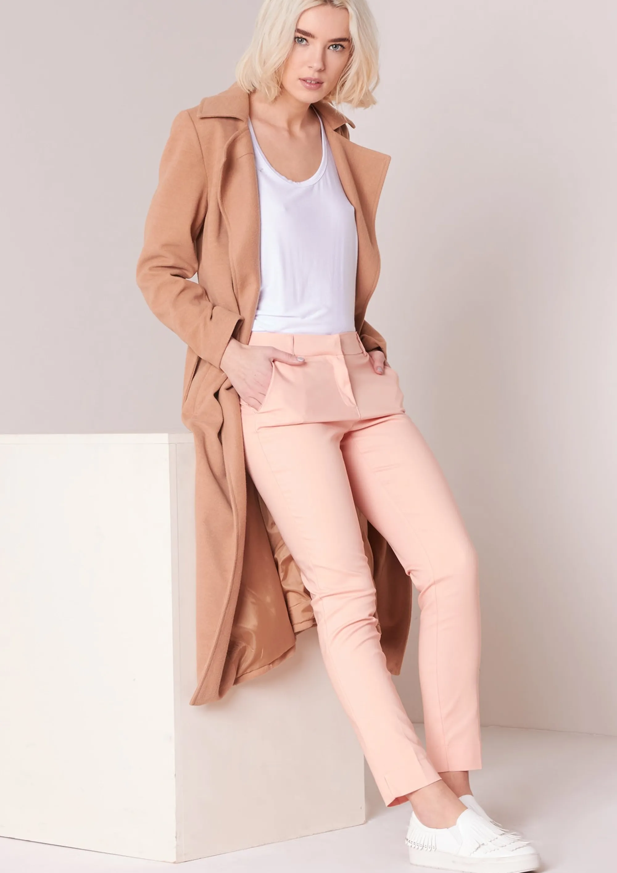 Missy Empire Lorah Pink Tailored Cigarette Trousers^Women Trousers