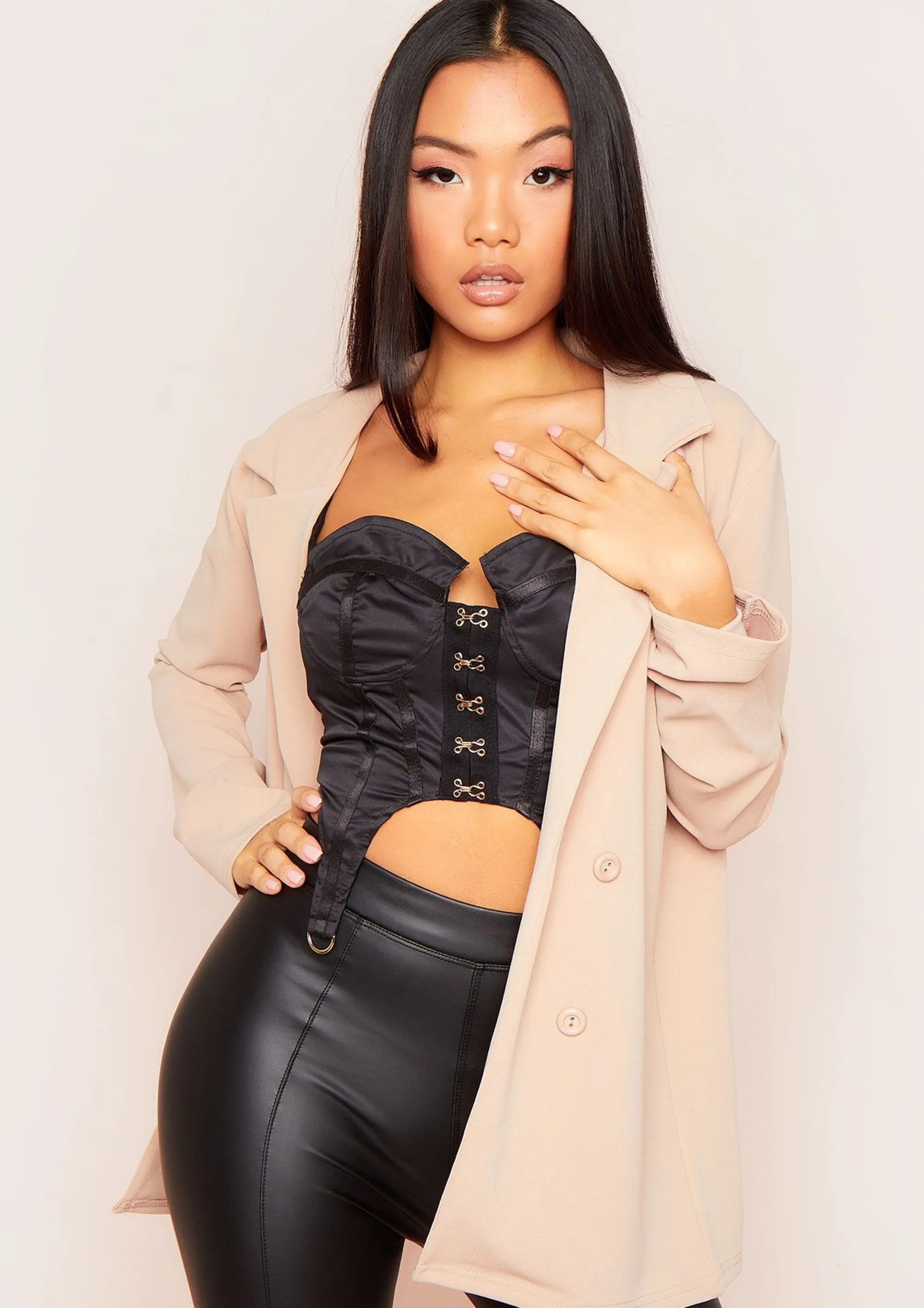Missy Empire Lucy Beige Casual Slim Fit Blazer Cheap