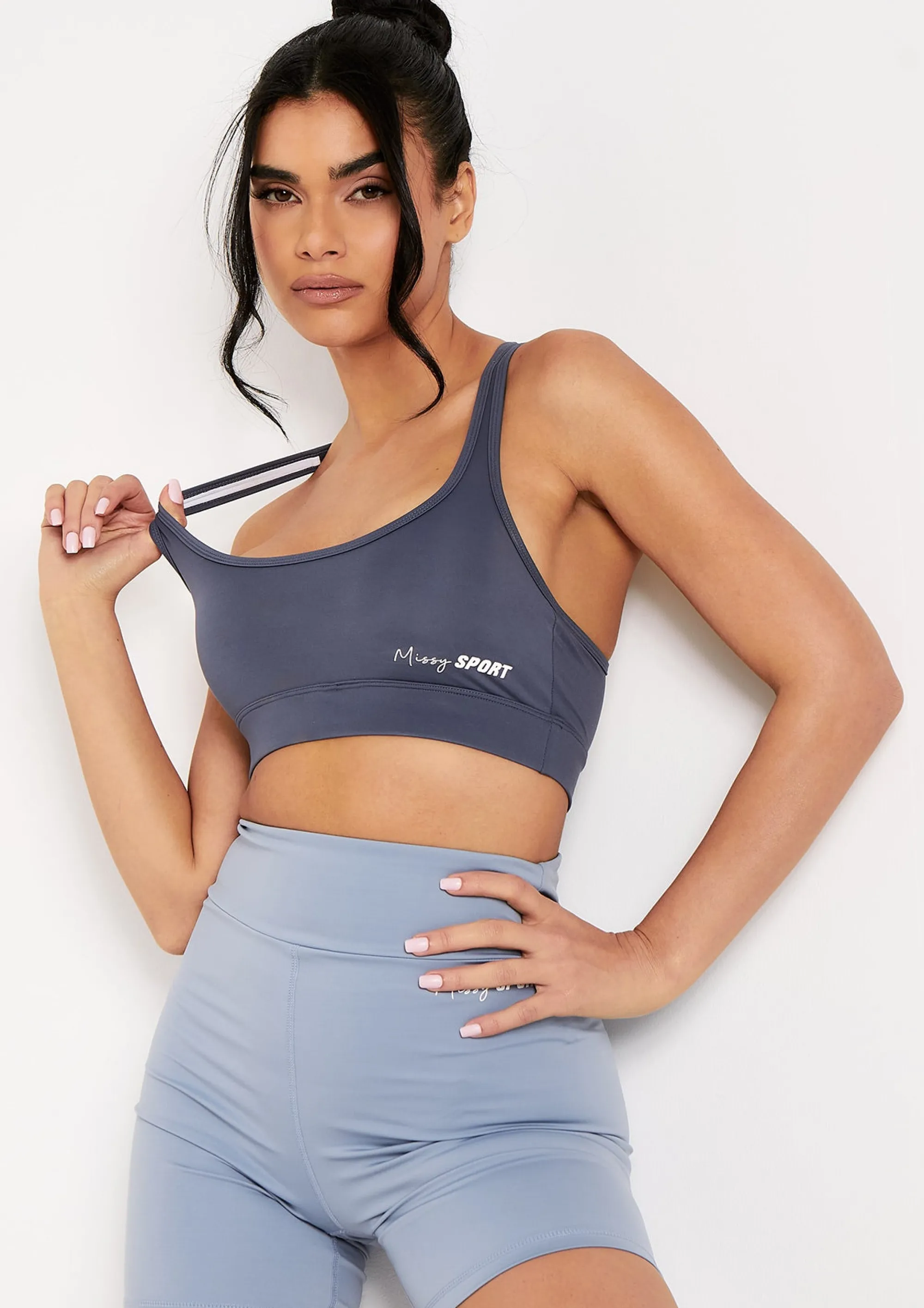 Missy Empire Luella Navy Missy Sport Back Detail Gym Crop Top Sale