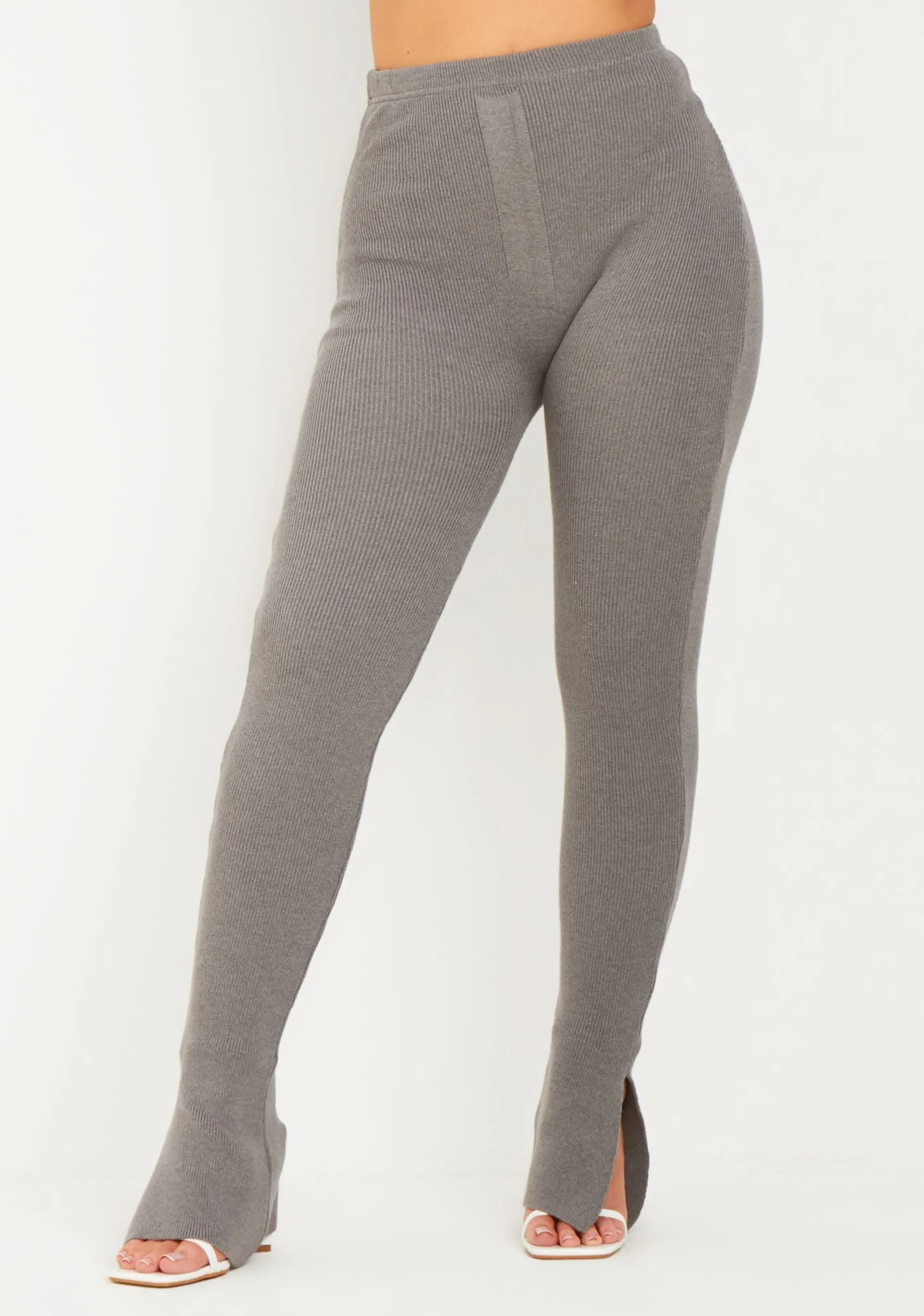 Missy Empire Madilyn Charcoal Knitted Leggings^Women Loungewear
