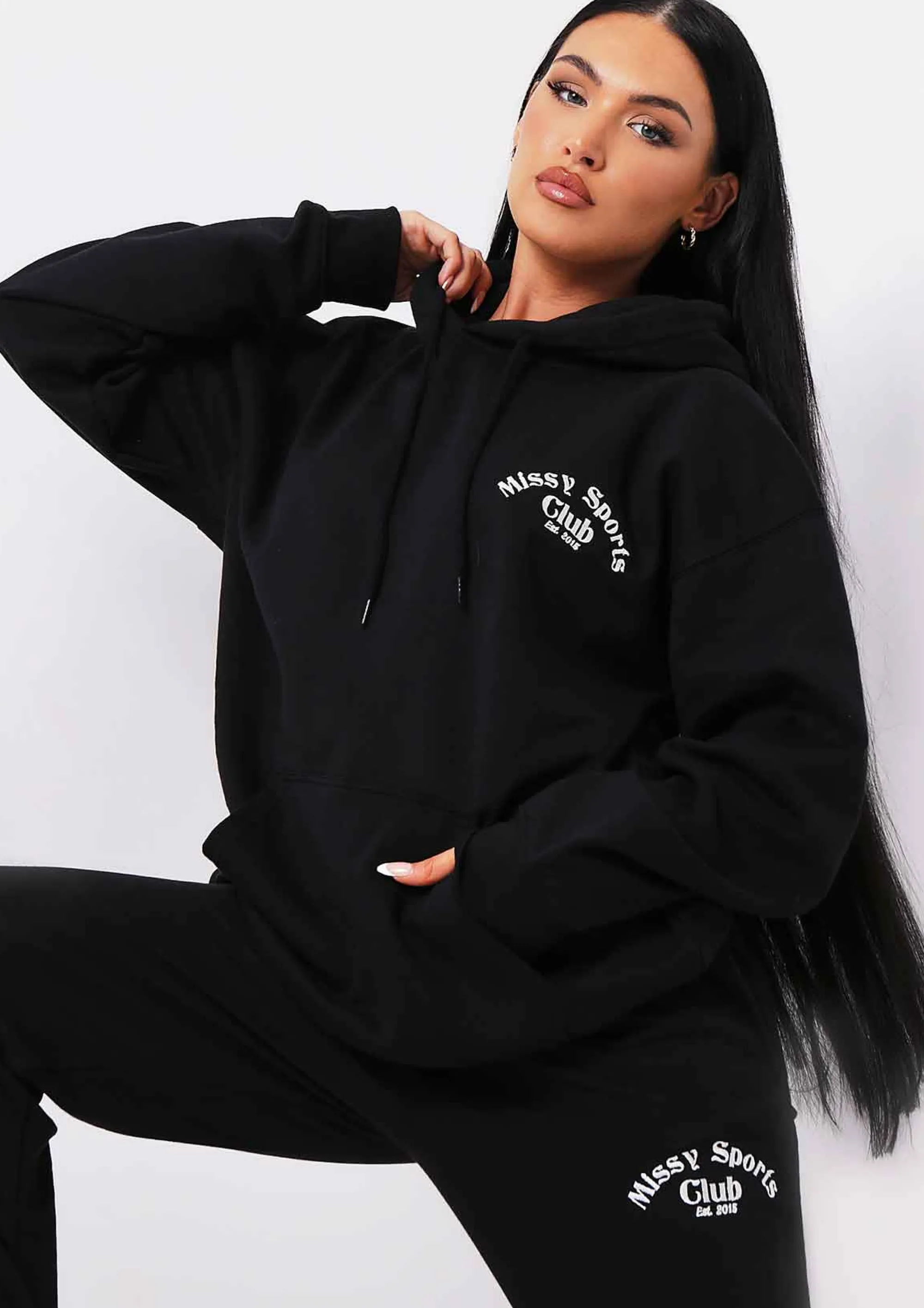 Missy Empire Misha Black Missy Sports Club Oversized Hoodie^Women Tracksuits