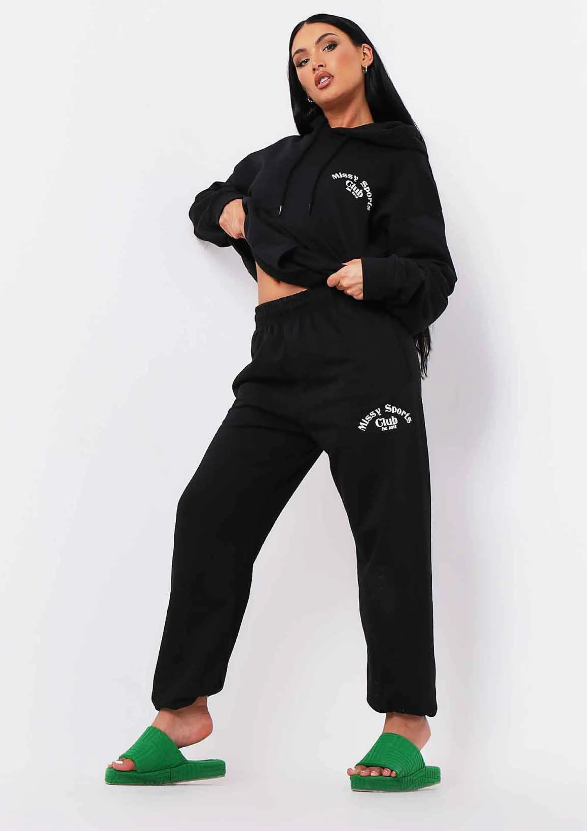 Missy Empire Misha Black Missy Sports Club Oversized Hoodie^Women Tracksuits