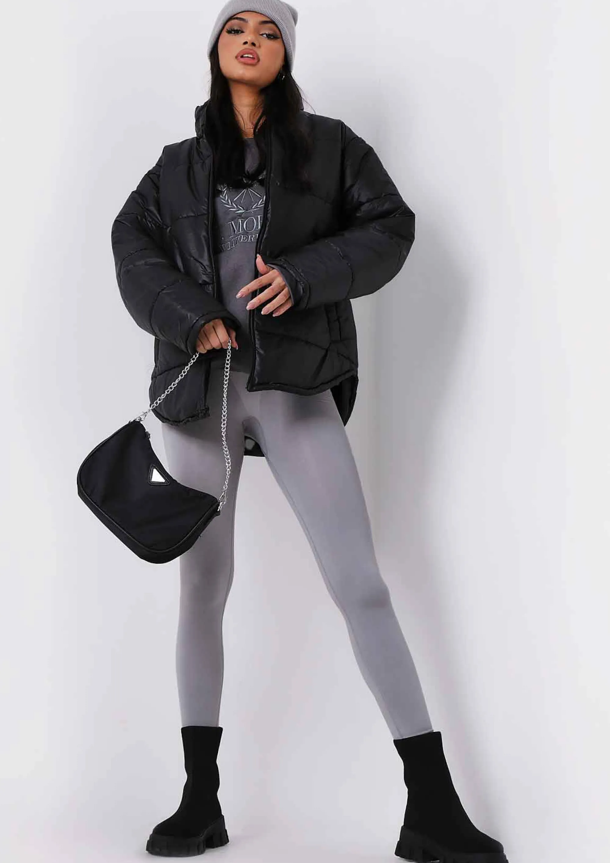 Missy Empire Nalia Black Oversized Puffa Coat Shop