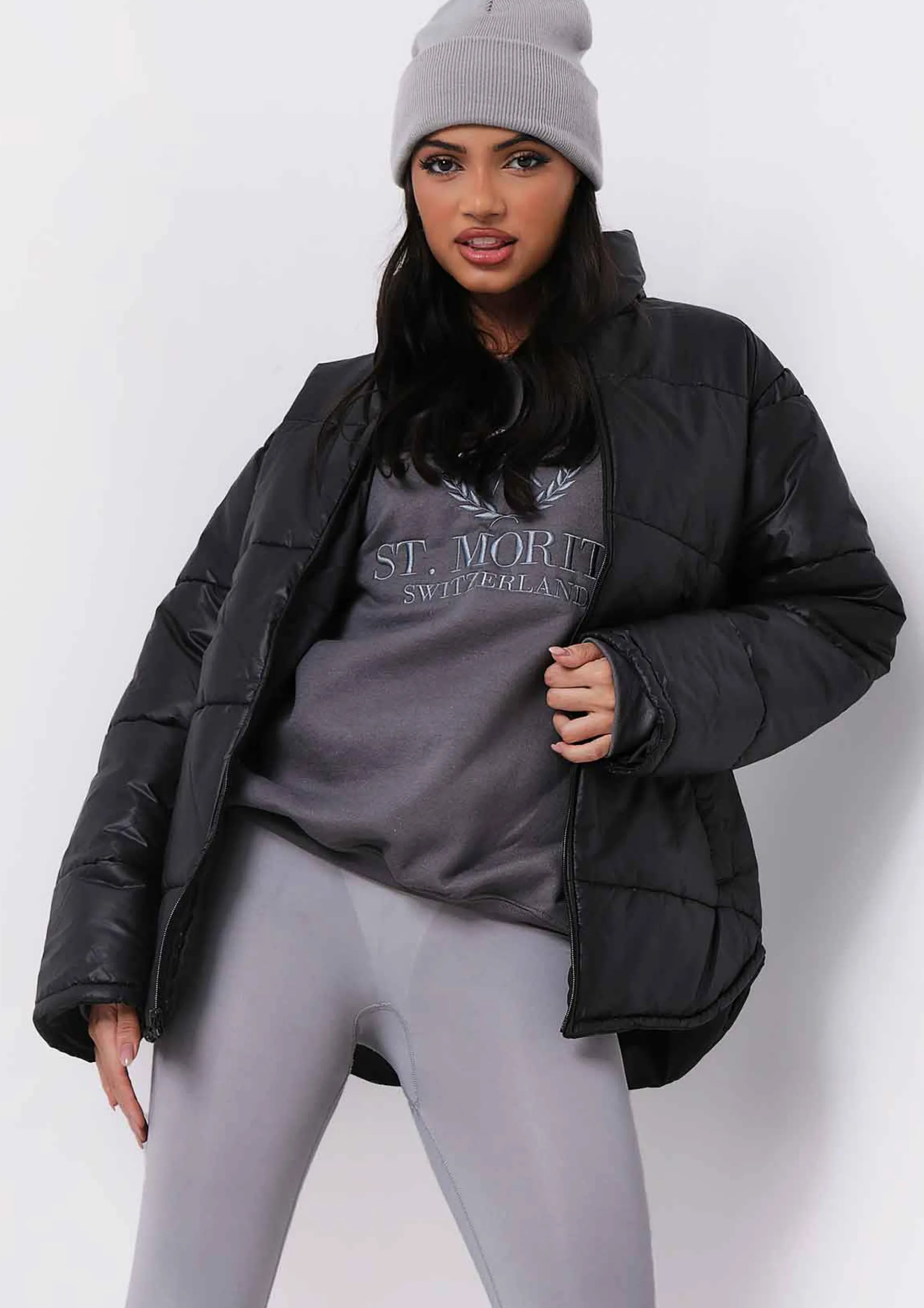 Missy Empire Nalia Black Oversized Puffa Coat Shop