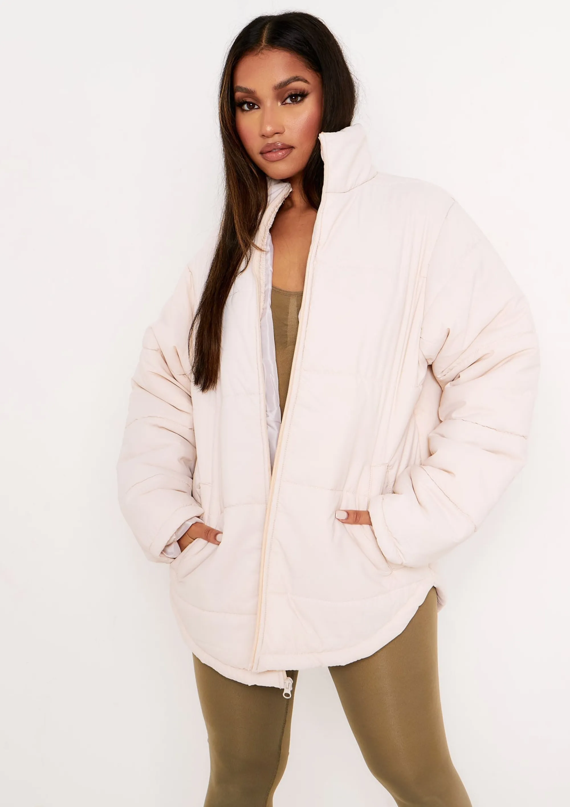 Missy Empire Nalia Stone Oversized Puffa Coat Cheap