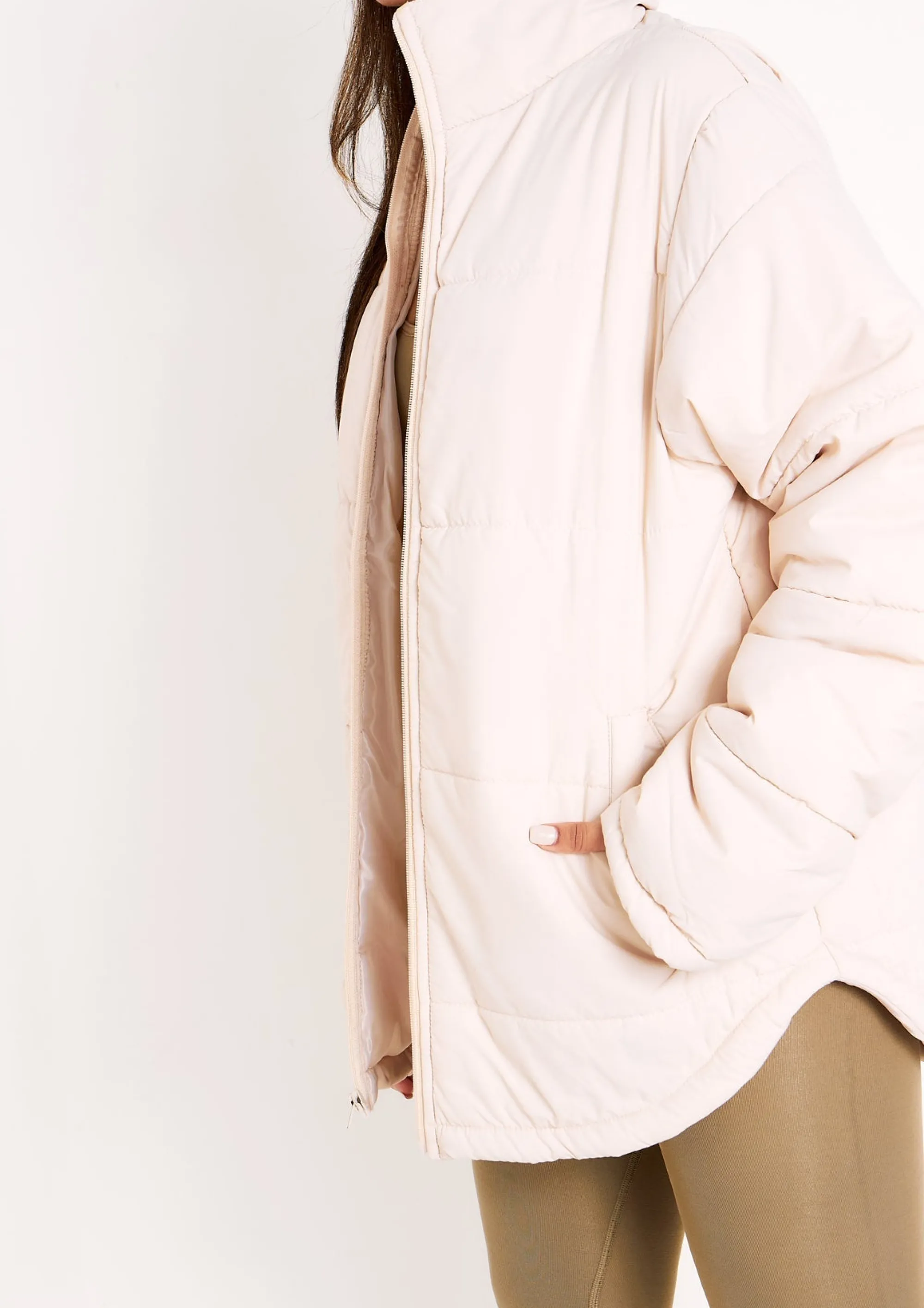 Missy Empire Nalia Stone Oversized Puffa Coat Cheap