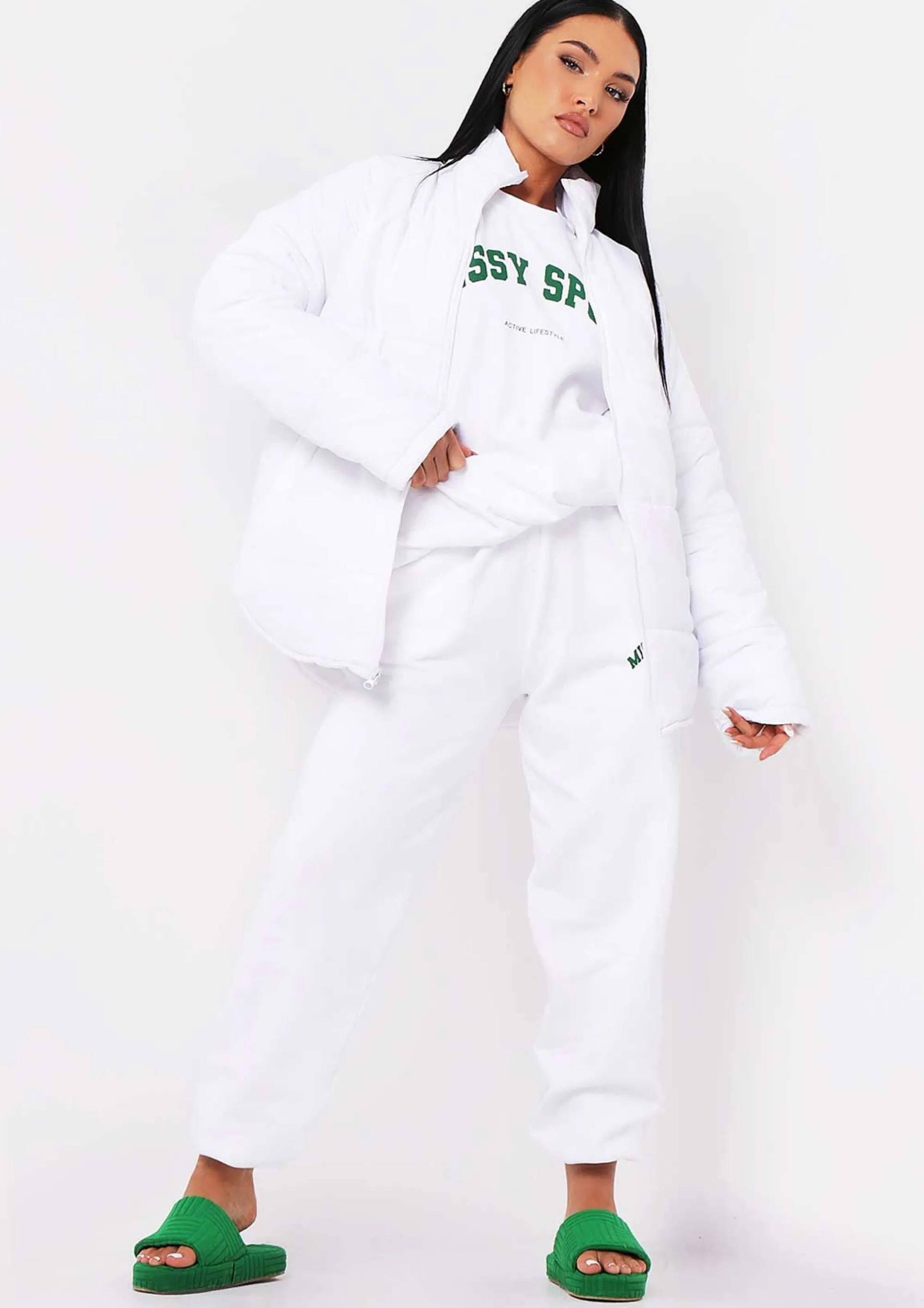 Missy Empire Nalia White Oversized Puffa Coat Cheap