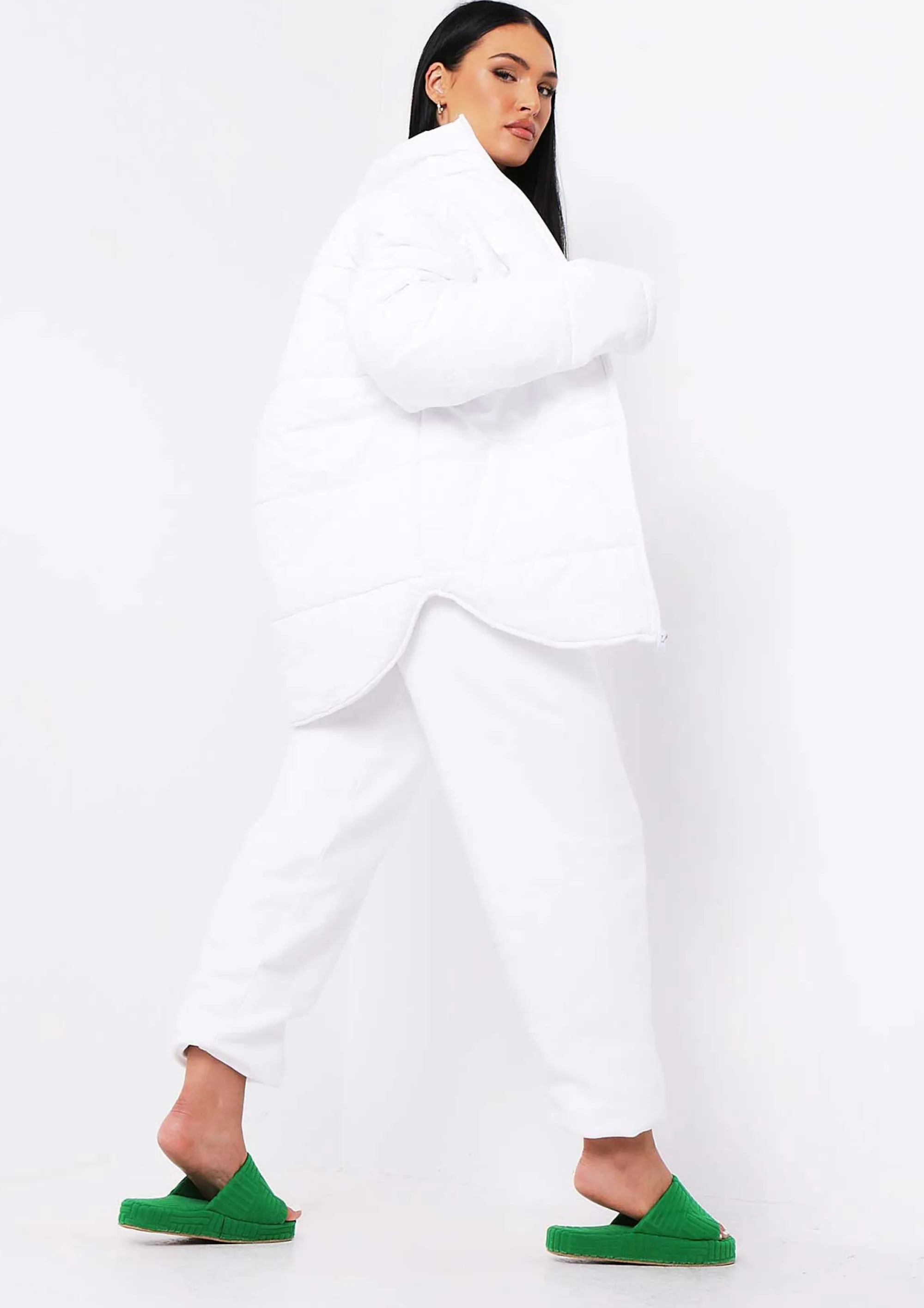 Missy Empire Nalia White Oversized Puffa Coat Cheap